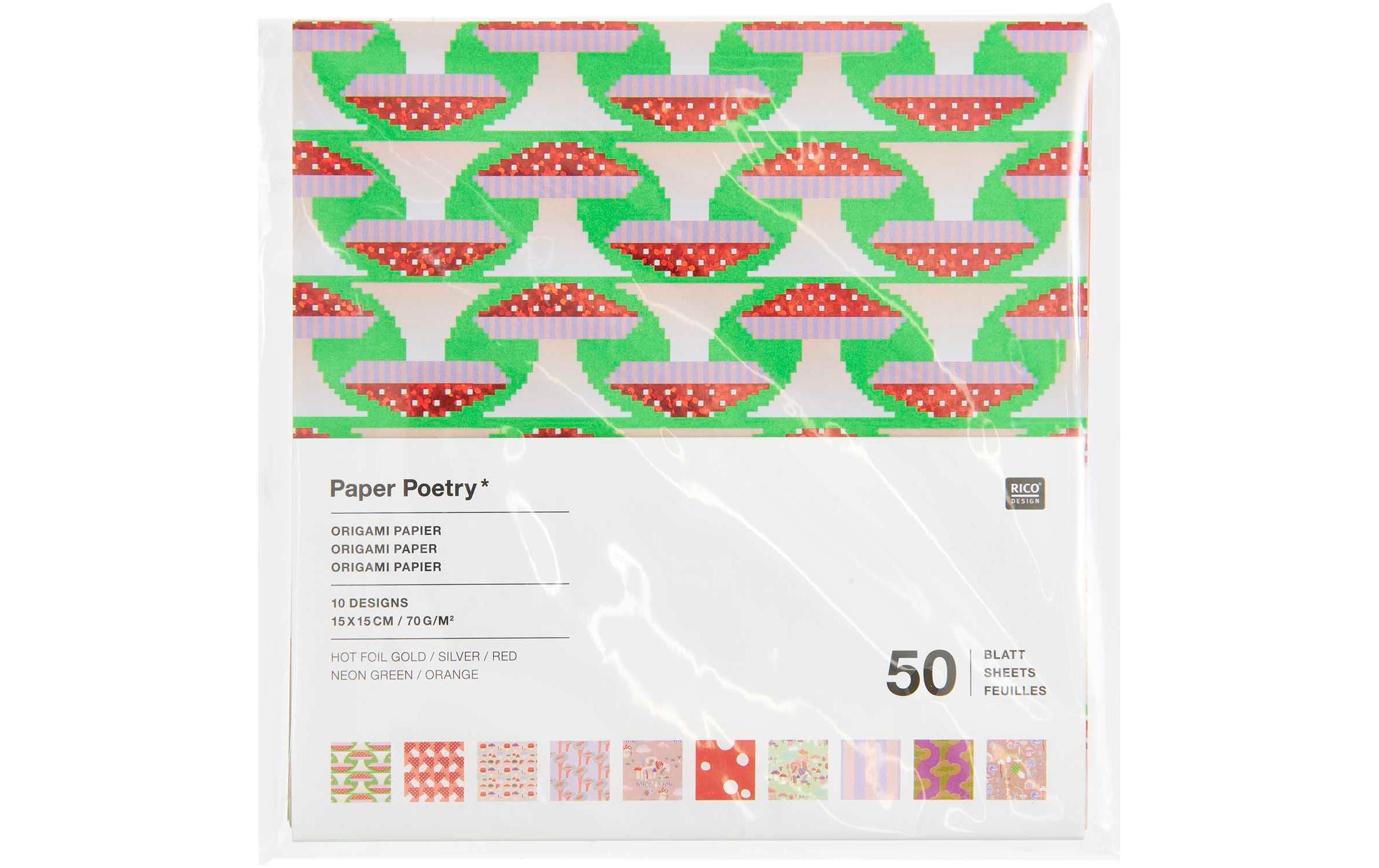 Rico Design Bastelpapier Bastelblock Origami 50 Blatt, 15 x 15 cm