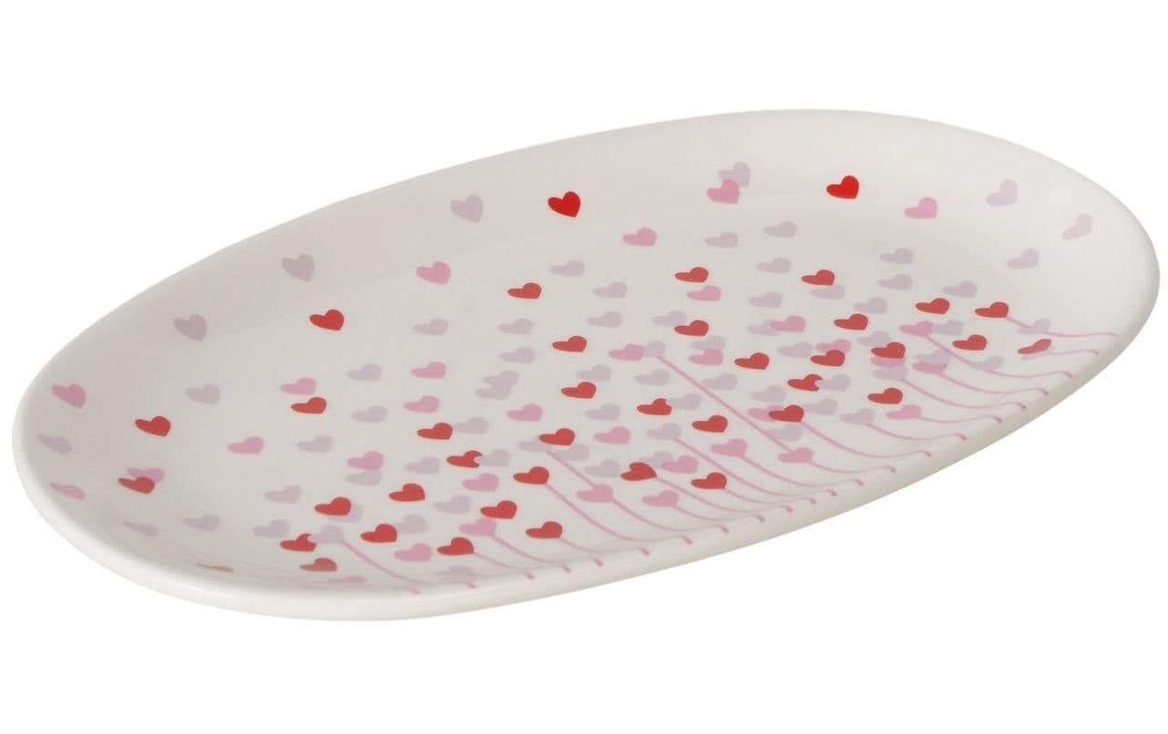 Boltze Servierplatte Sherine Herz, Weiss / Rot