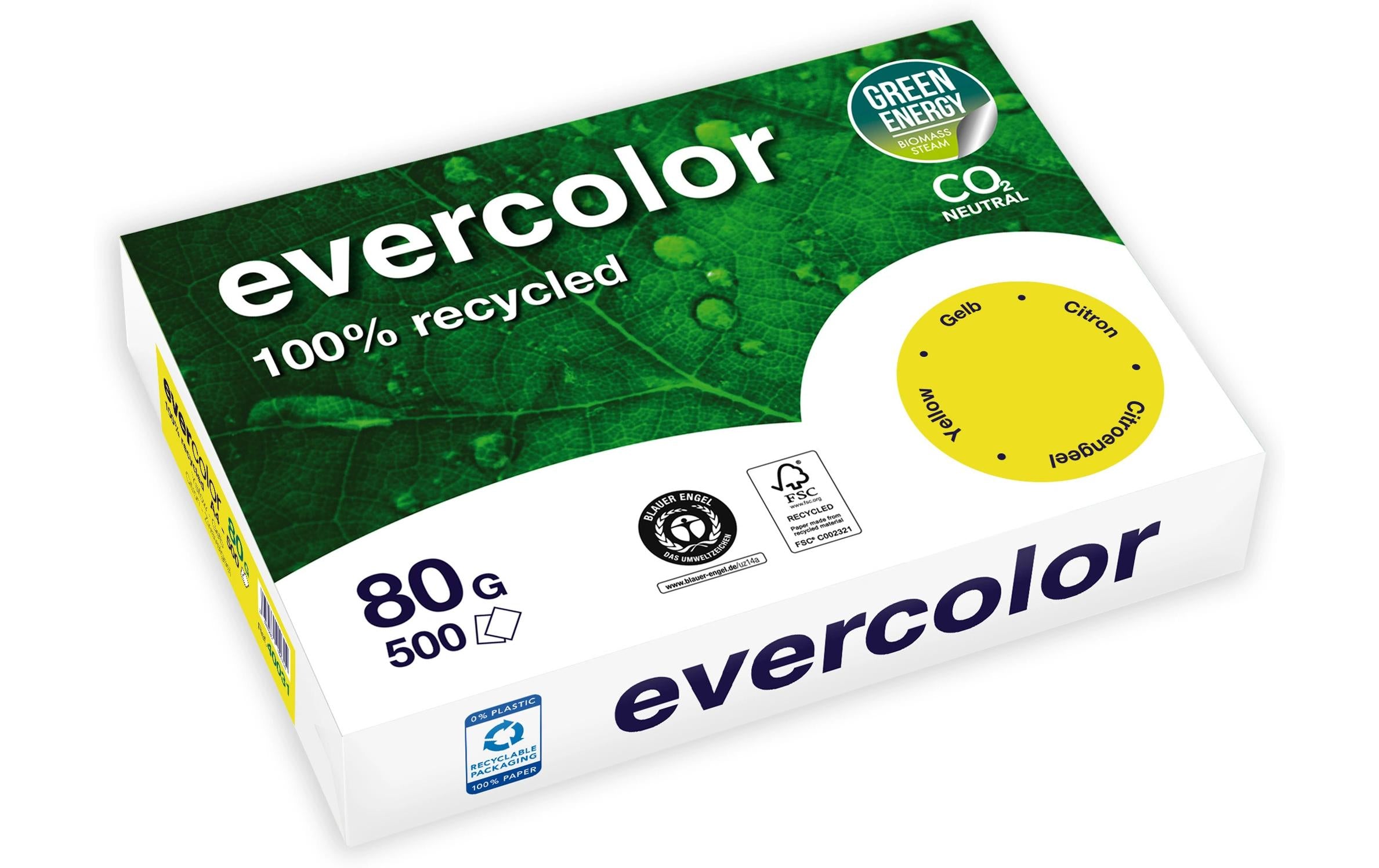 Clairefontaine Kopierpapier Evercolor A4, Gelb, 80 g/m²,500 Blatt