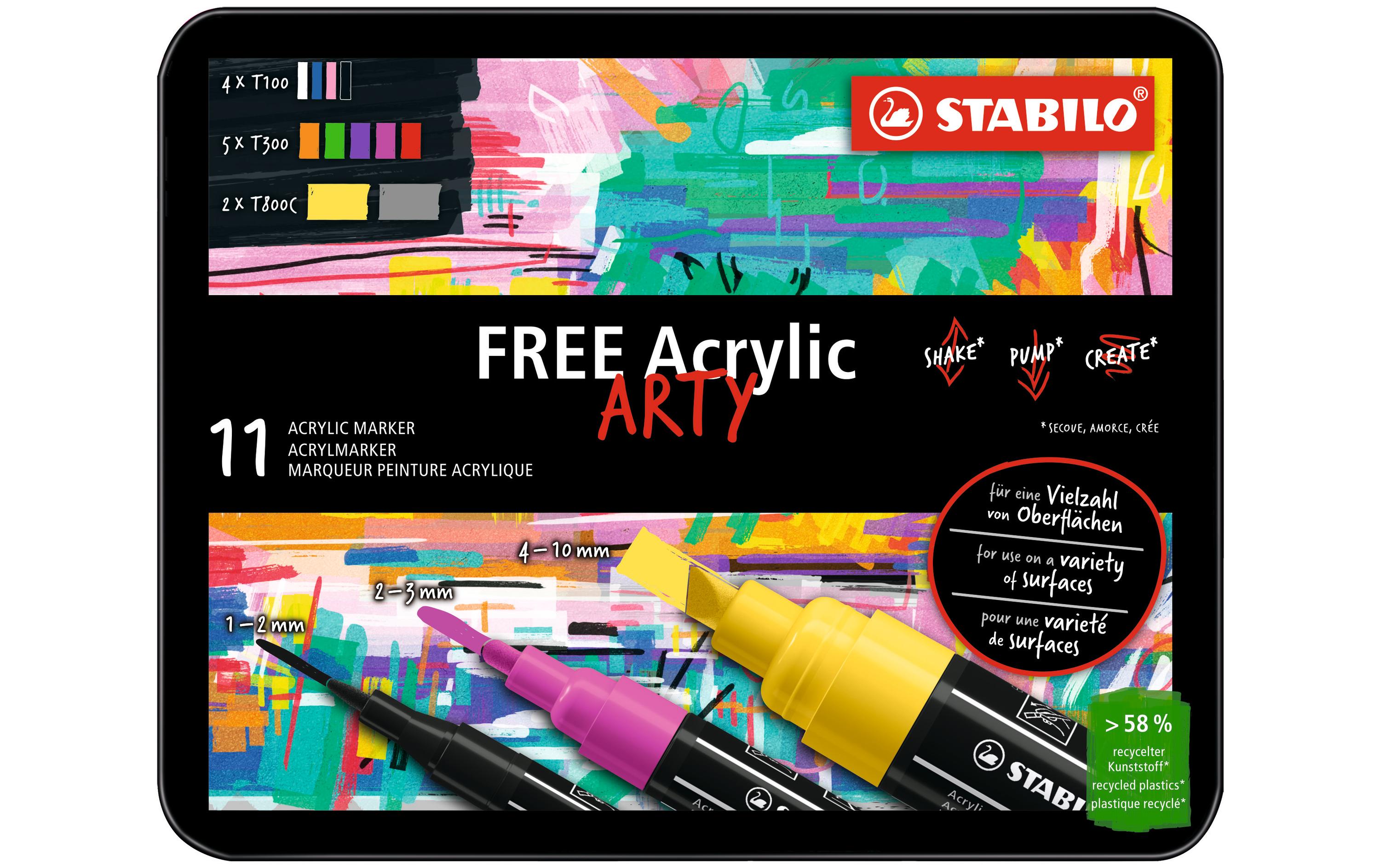 STABILO Acrylmarker Free Acrylic Starter Kit 11-Etui