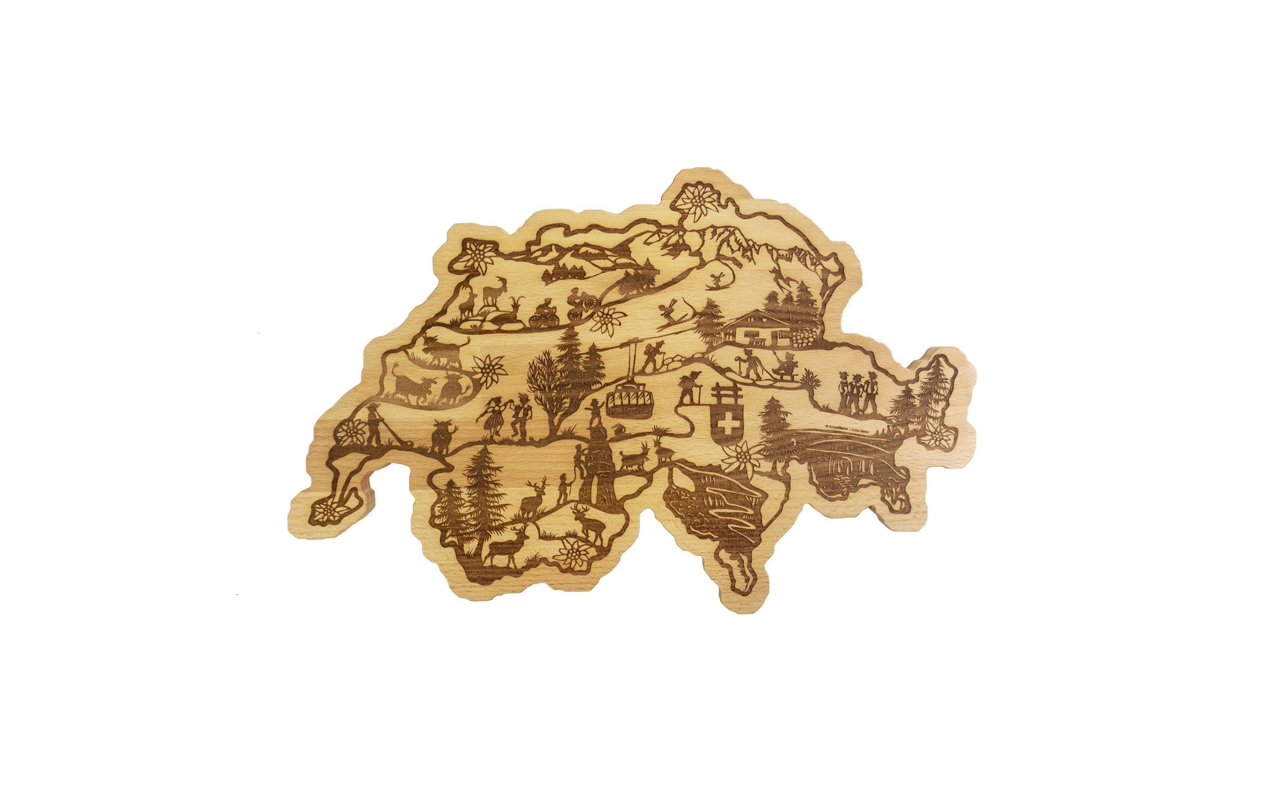 Trendform Servierplatte Swiss Map Braun
