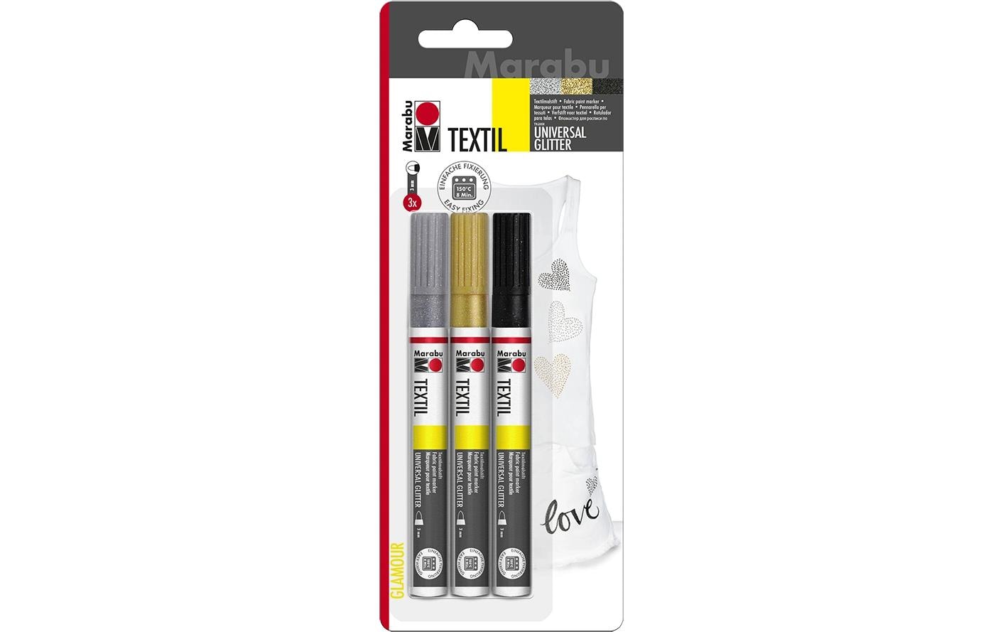 Marabu Textilmarker Painter Glitter 3 Stück