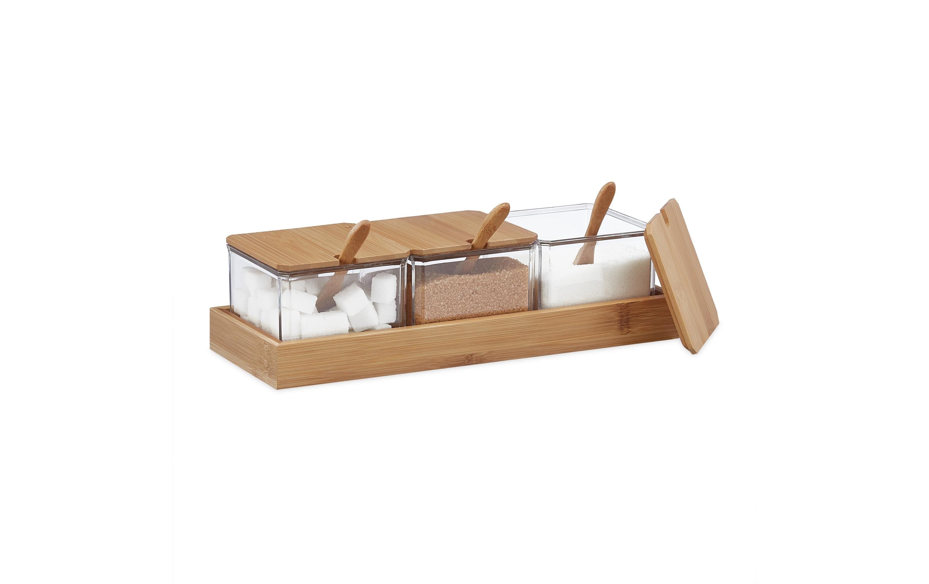 relaxdays Zuckerdose 400 ml, 3 Stück, Braun