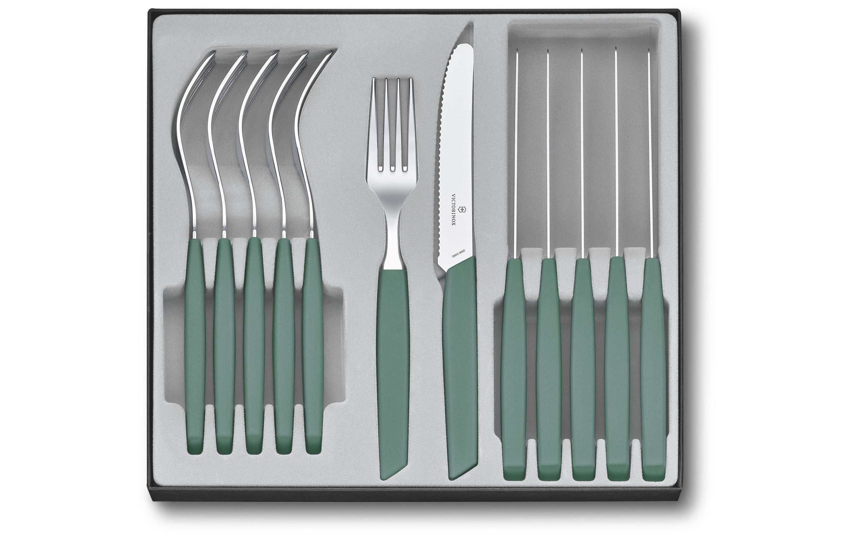 Victorinox Besteck-Set Swiss Modern 12-teilig, Salbeigrün