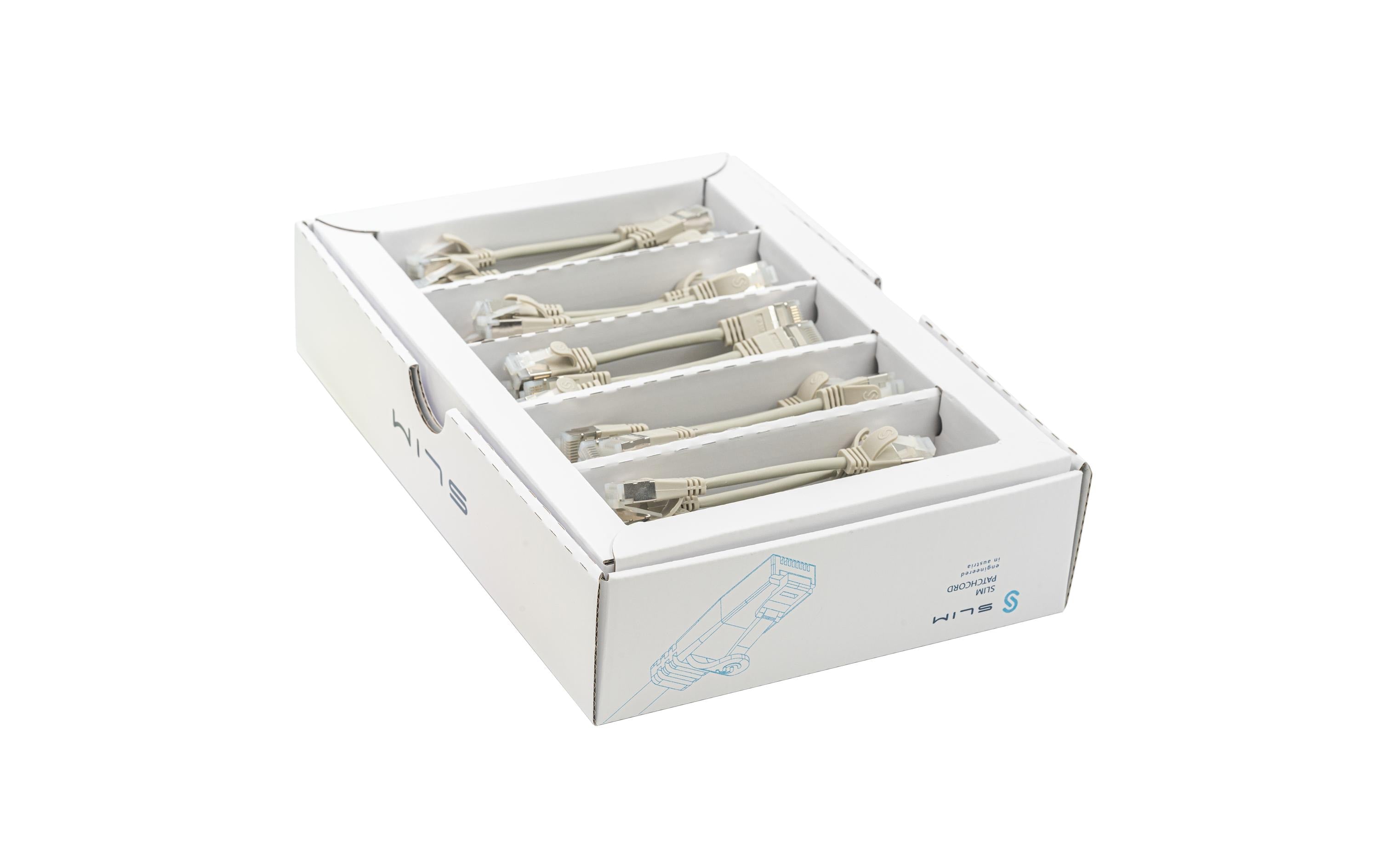 SLIM Slimpatchkabel RJ-45, Cat 6A, U/FTP, 0.1 m, Grau, 50-Pack