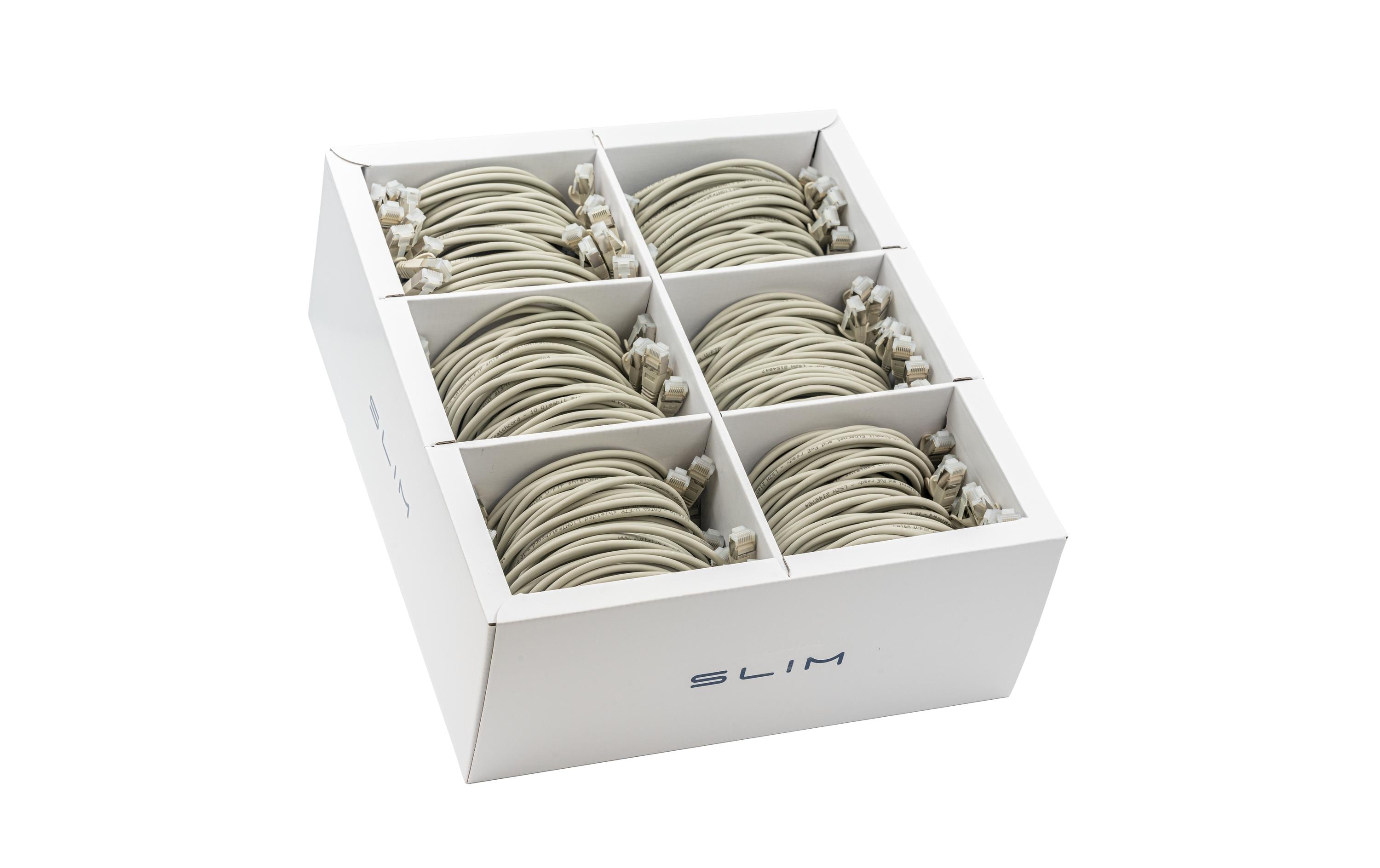 SLIM Slimpatchkabel RJ-45, Cat 6A, U/FTP, 0.5 m, Grau, 90-Pack