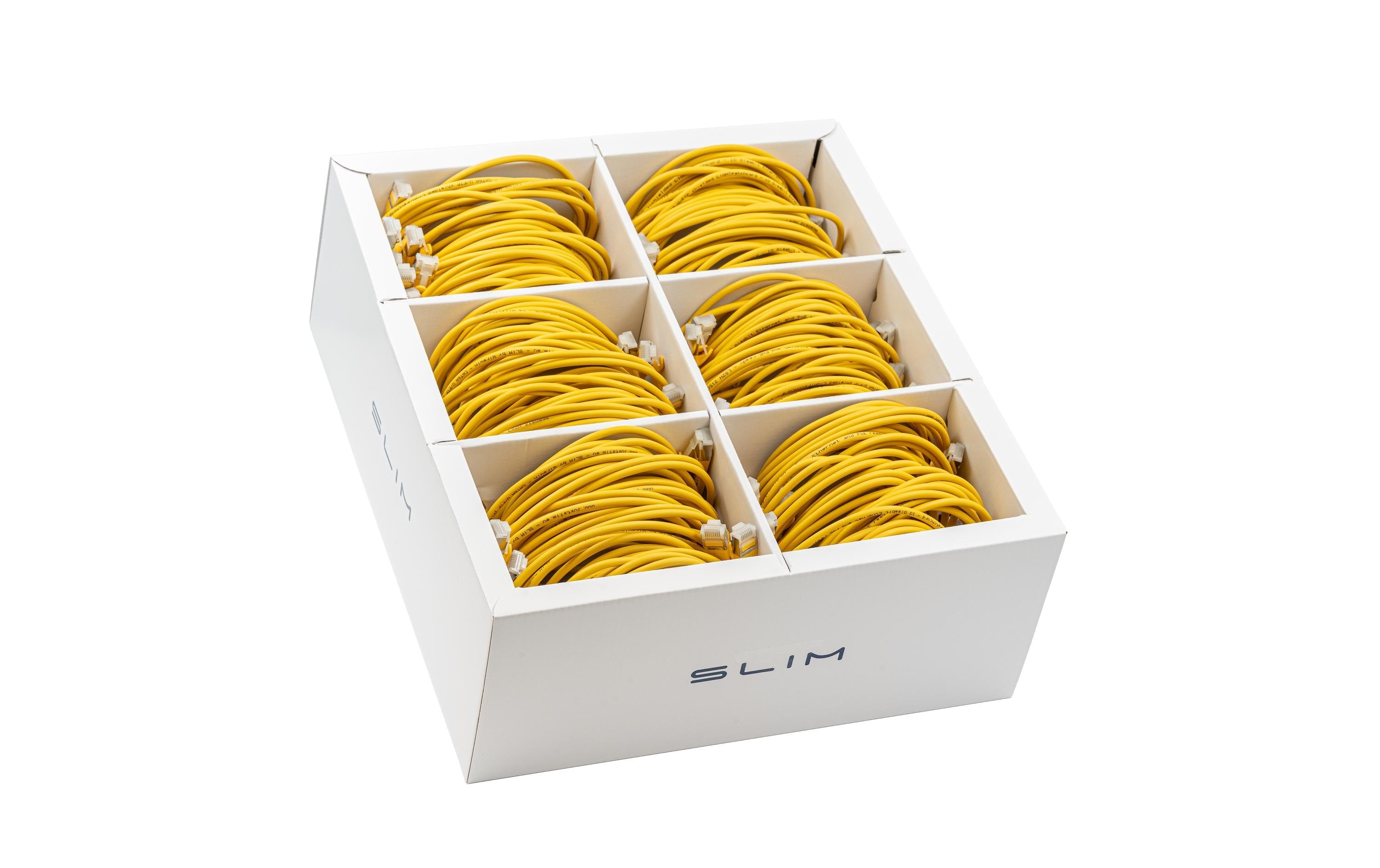 SLIM Slimpatchkabel RJ-45, Cat 6A, U/FTP, 2 m, Gelb, 60-Pack