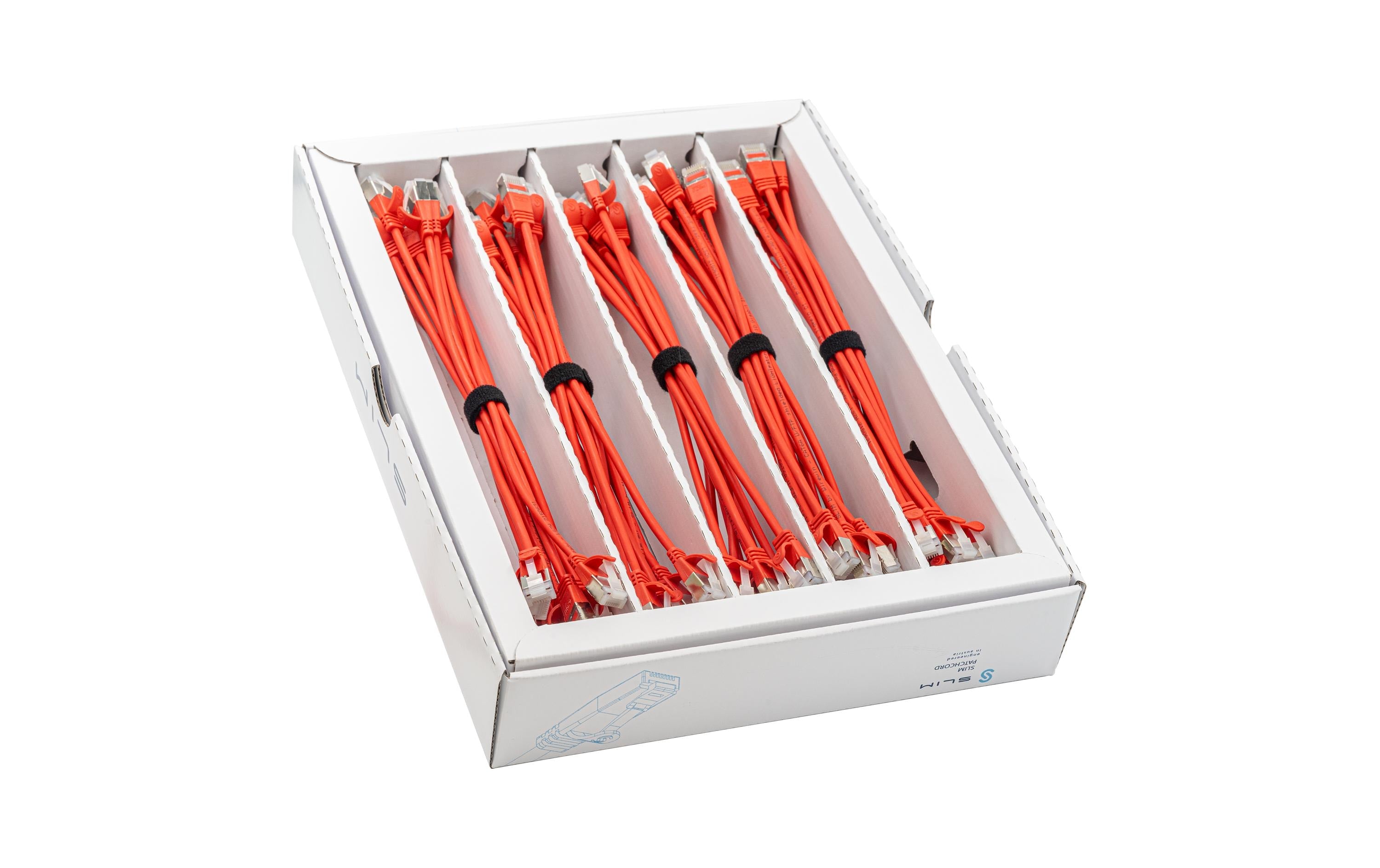 SLIM Slimpatchkabel RJ-45, Cat 6A, U/FTP, 0.25 m, Rot, 50-Pack