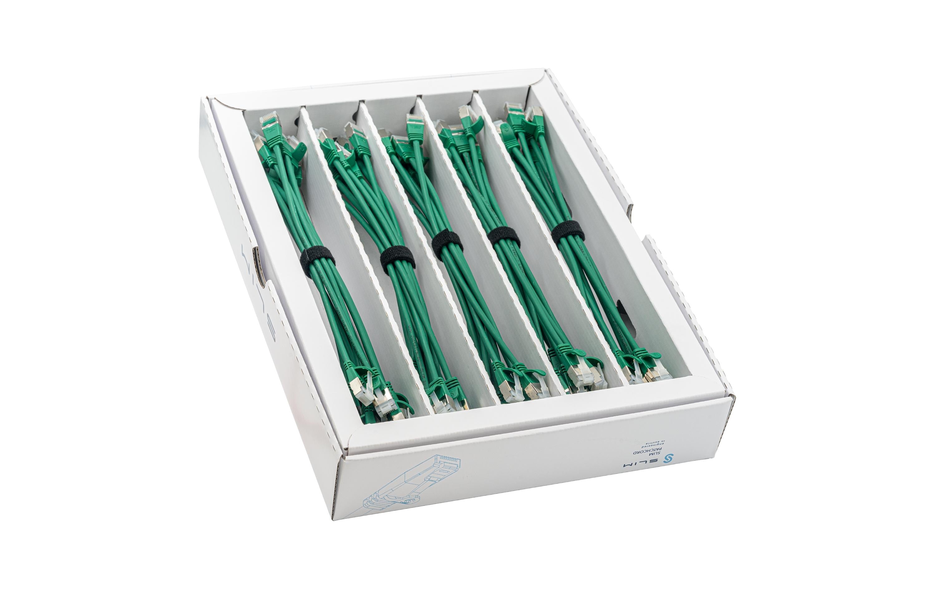 SLIM Slimpatchkabel RJ-45, Cat 6A, U/FTP, 0.25 m, Grün, 50-Pack