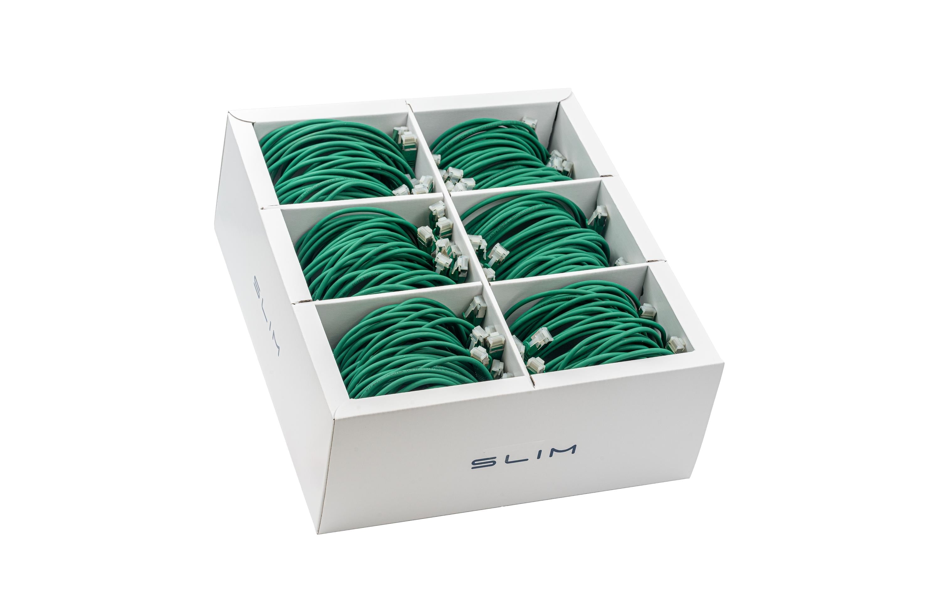 SLIM Slimpatchkabel RJ-45, Cat 6A, U/FTP, 3 m, Grün, 36-Pack