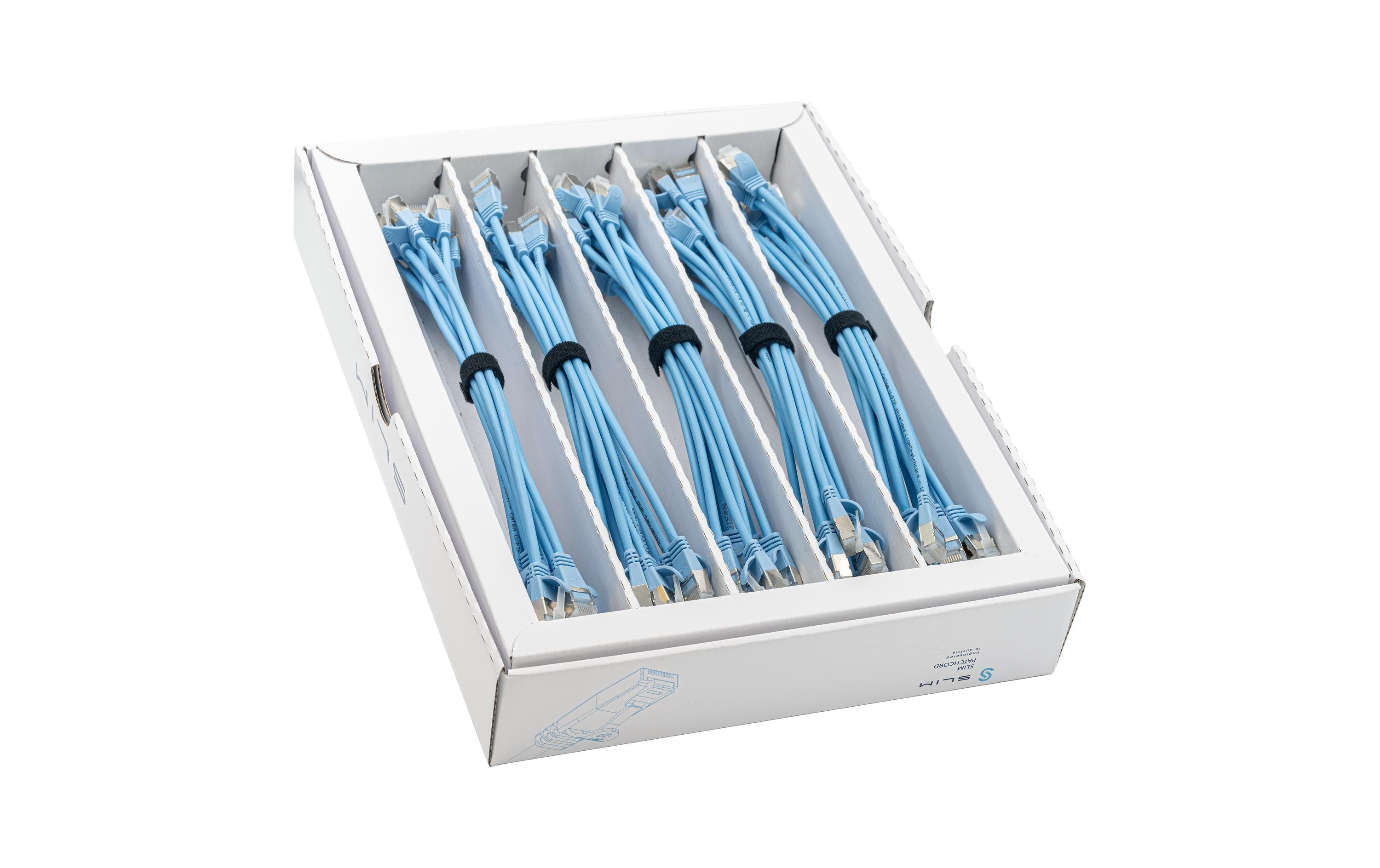 SLIM Slimpatchkabel RJ-45, Cat 6A, U/FTP, 0.25 m, Blau, 50-Pack