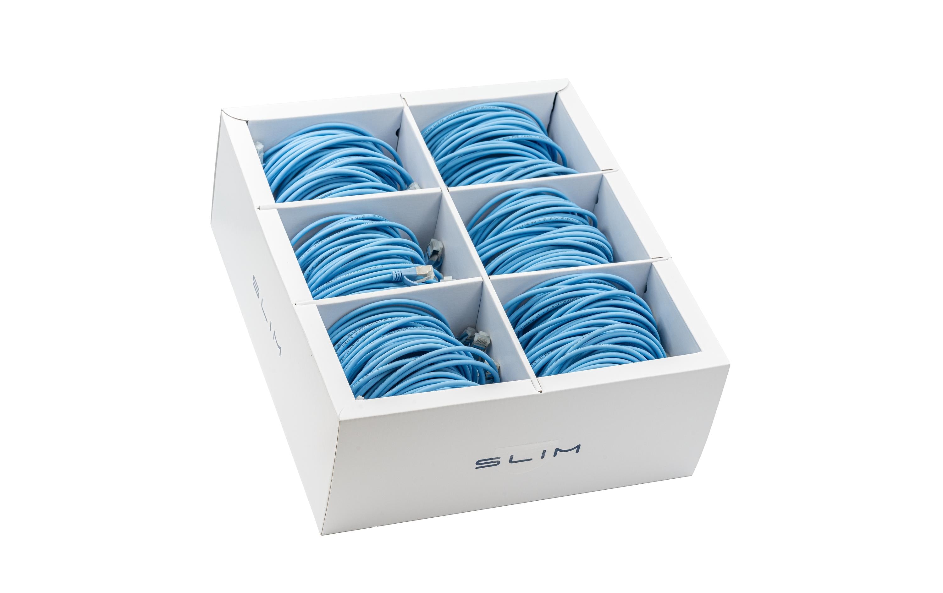 SLIM Slimpatchkabel RJ-45, Cat 6A, U/FTP, 1 m, Blau, 90-Pack