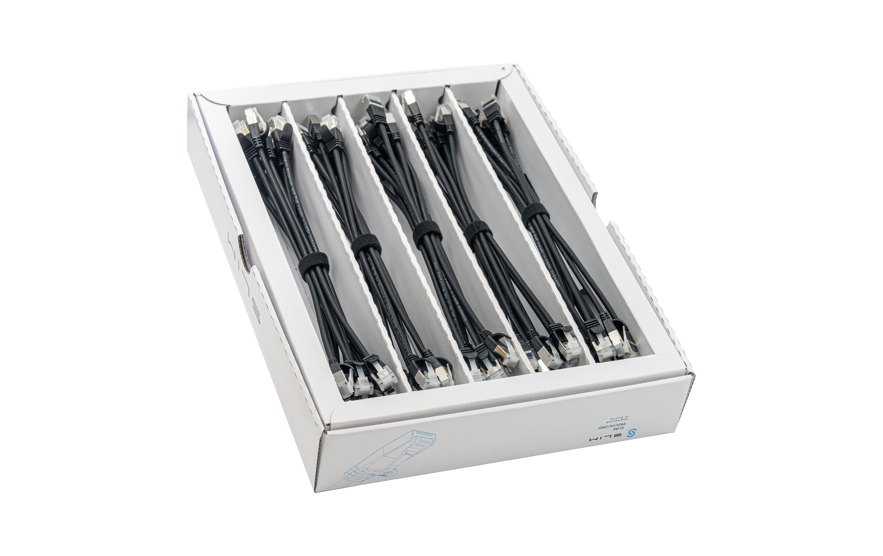 SLIM Slimpatchkabel RJ-45, Cat 6A, U/FTP, 0.25 m, Schwarz,50-Pack