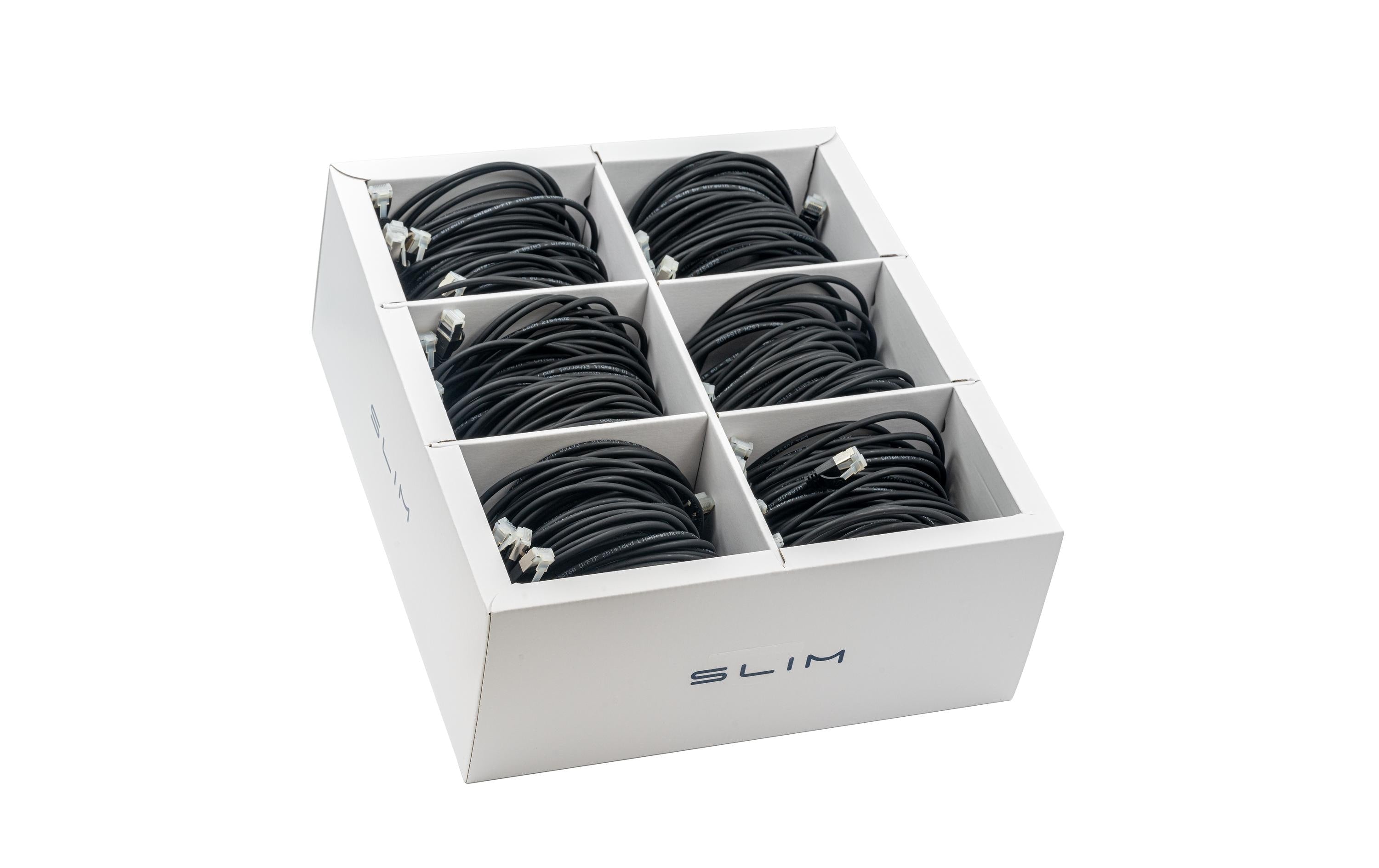 SLIM Slimpatchkabel RJ-45, Cat 6A, U/FTP, 3 m, Schwarz, 36-Pack