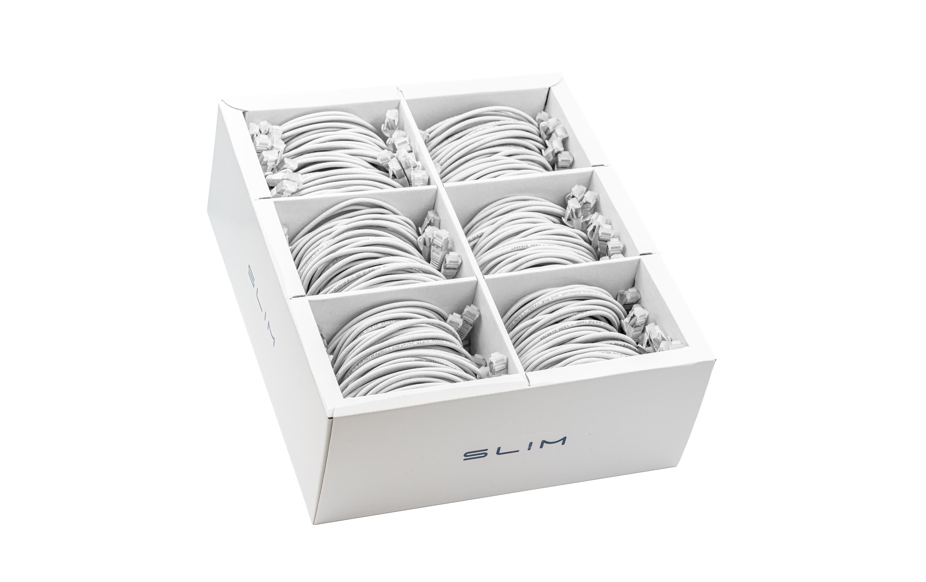 SLIM Slimpatchkabel RJ-45, Cat 6A, U/FTP, 1.5 m, Weiss, 60-Pack