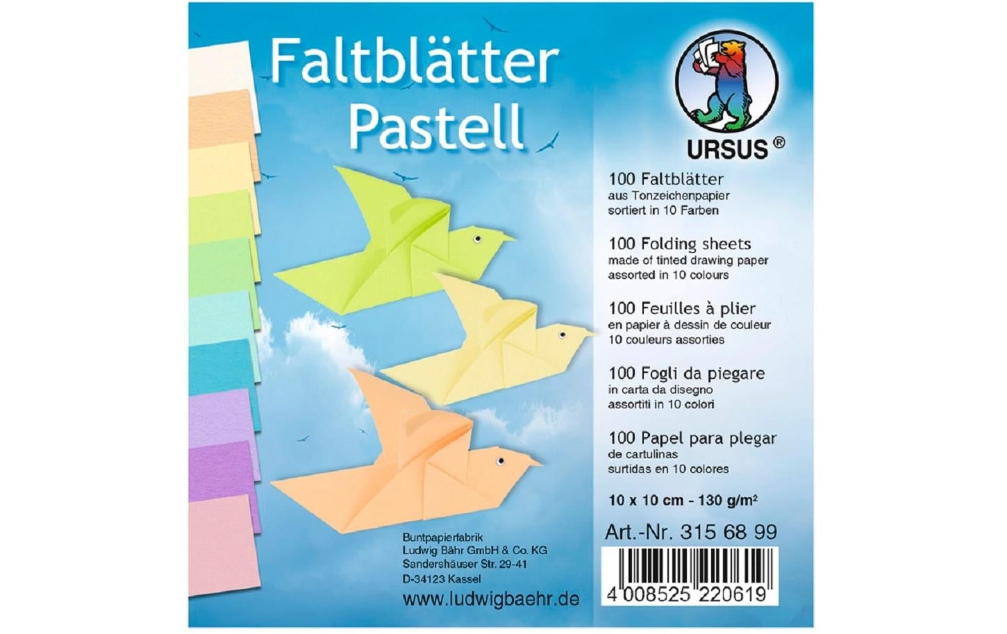 URSUS Faltblätter Pastell, 100 Blatt