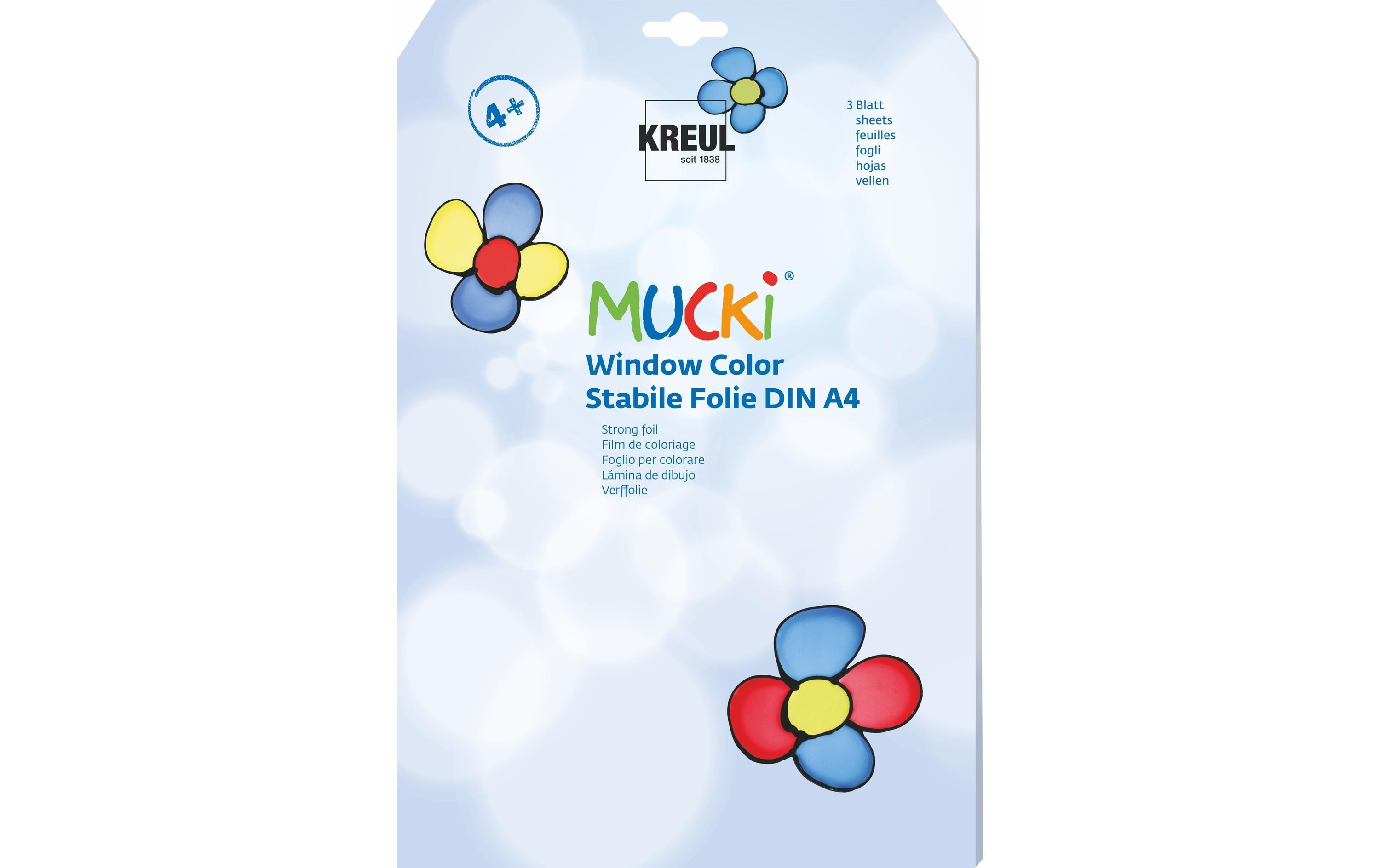 Kreul Fensterfarbe Window Color stabile Folien DIN A4, 3 Blatt