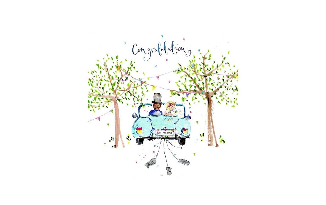 Cart Hochzeitskarte 15 x 15 cm