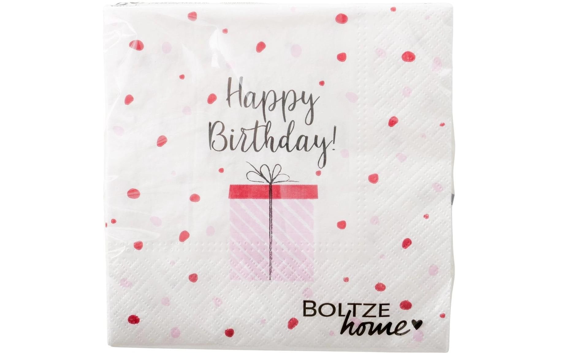 Boltze Papierservietten Happy Birthday 17 cm x 17 cm, 20 Stück