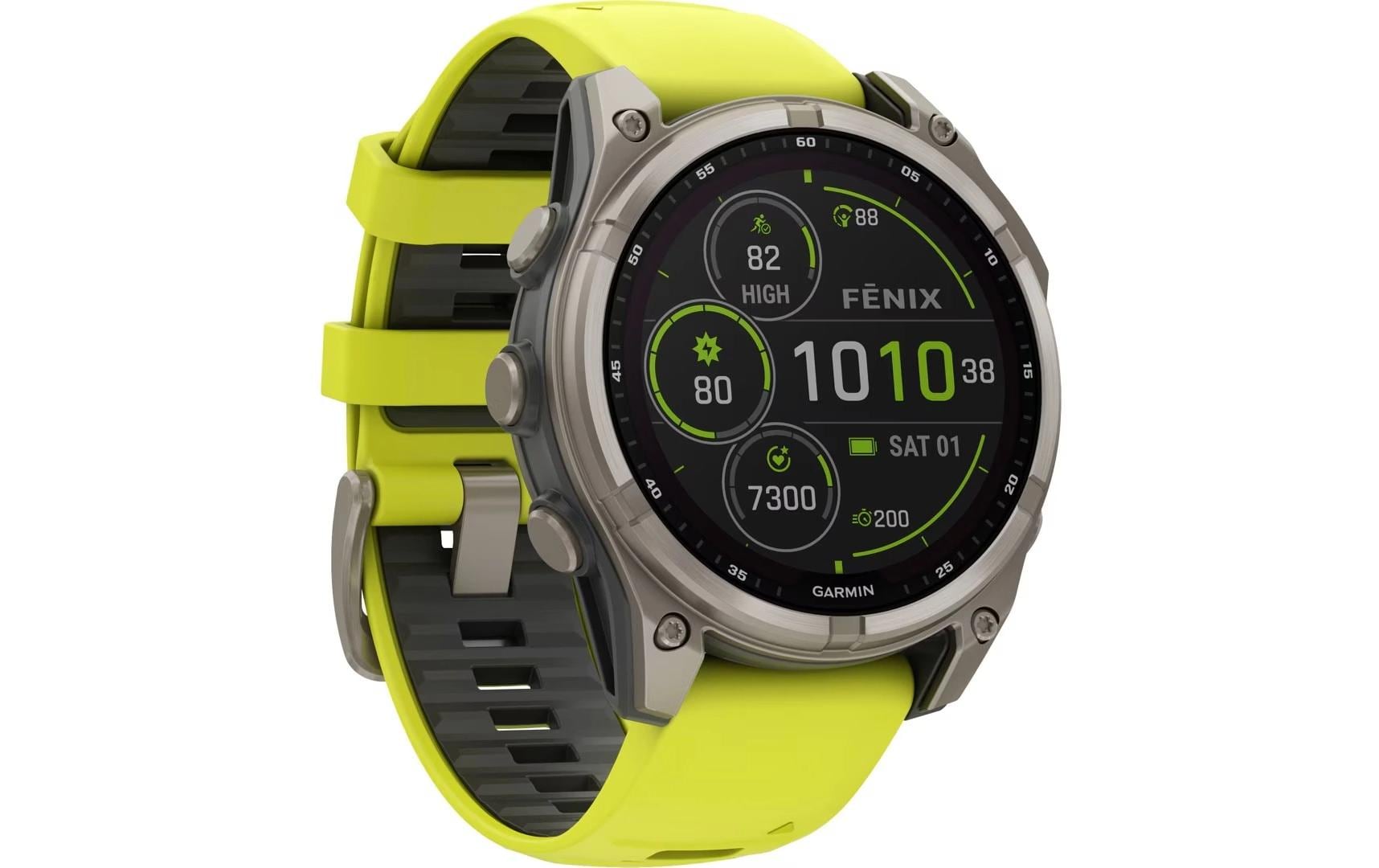 GARMIN Sportuhr Fenix 8 Solar Sapphire, 47 mm Gelb