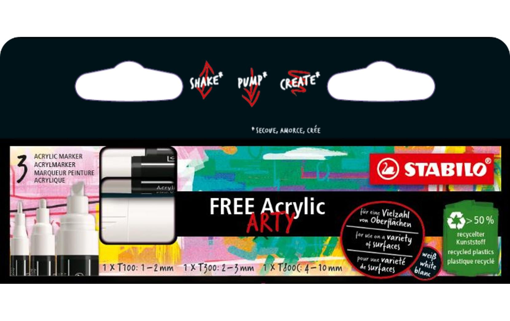STABILO Acrylmarker FREE Acrylic 3er Kartonetui