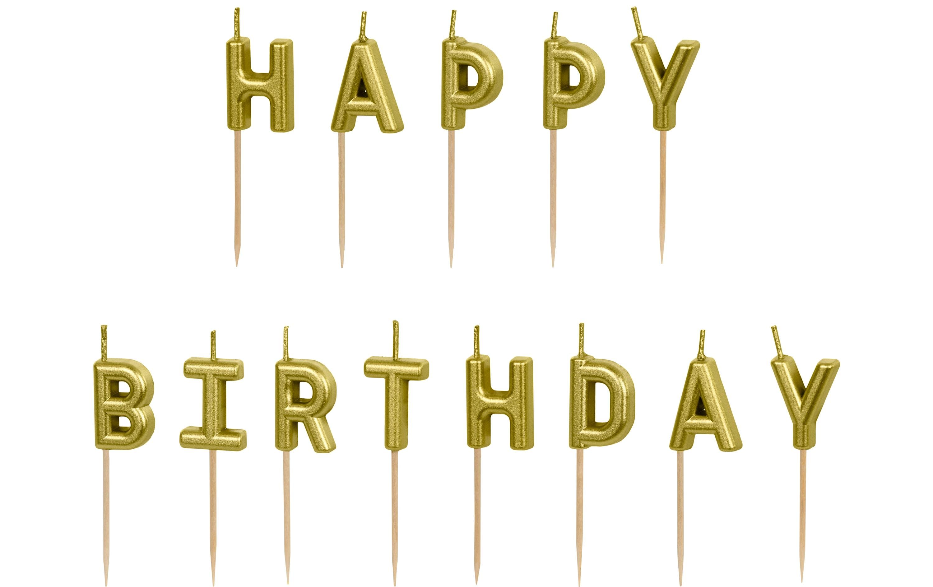 Partydeco Geburtstagskerzen Buchstaben gold, H 2.5 cm, 13 Stk