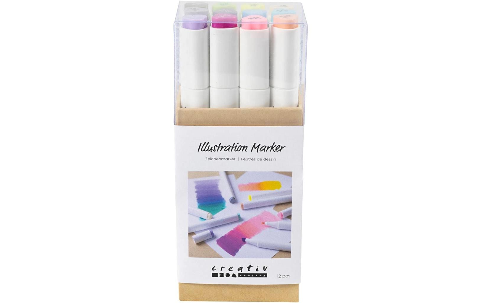 Creativ Company Kalligraphiemarker 1+ 8 mm, 12 Stück, Pastellfarben