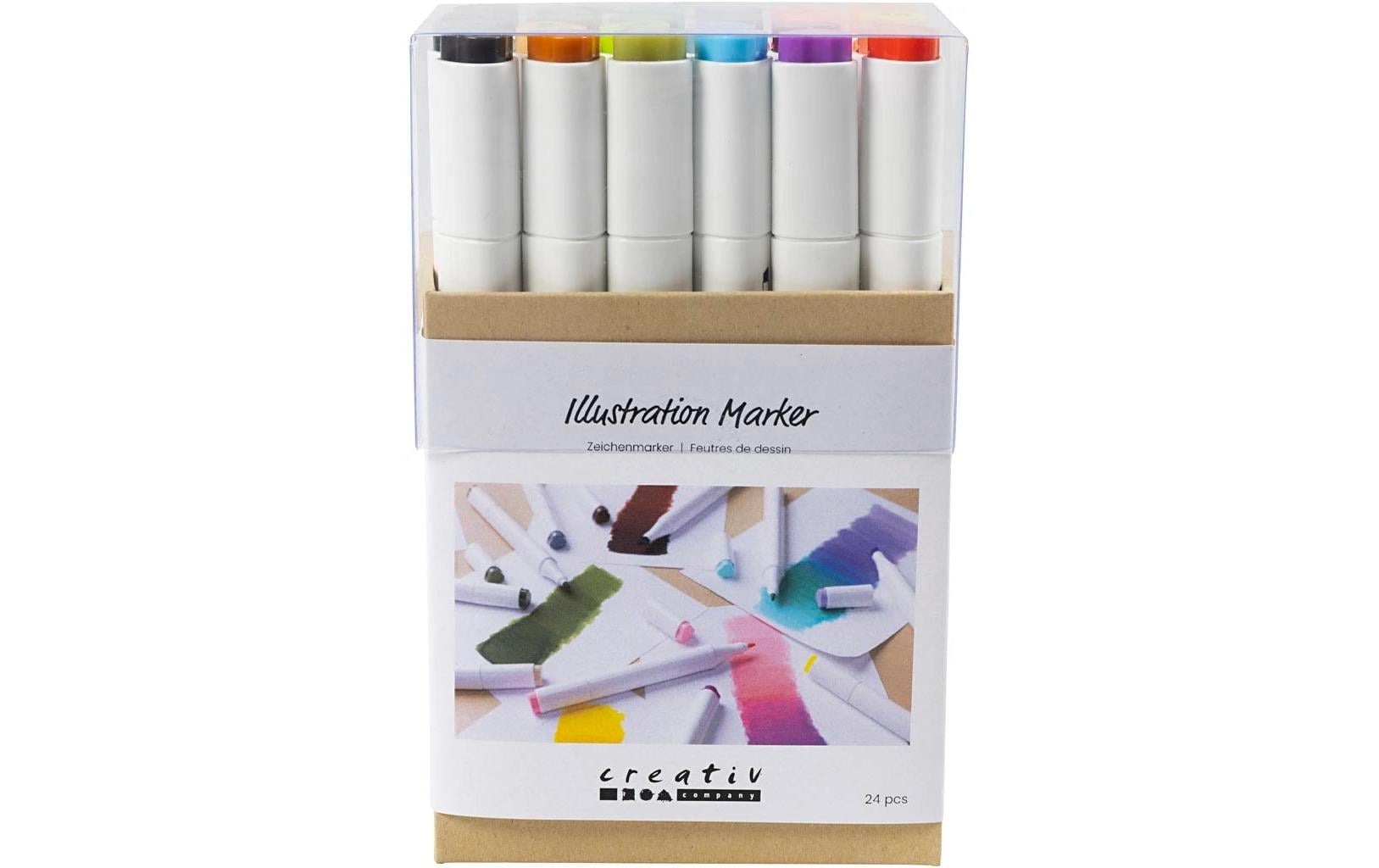 Creativ Company Kalligraphiemarker 1+ 8 mm, 24 Stück, Pastellfarben