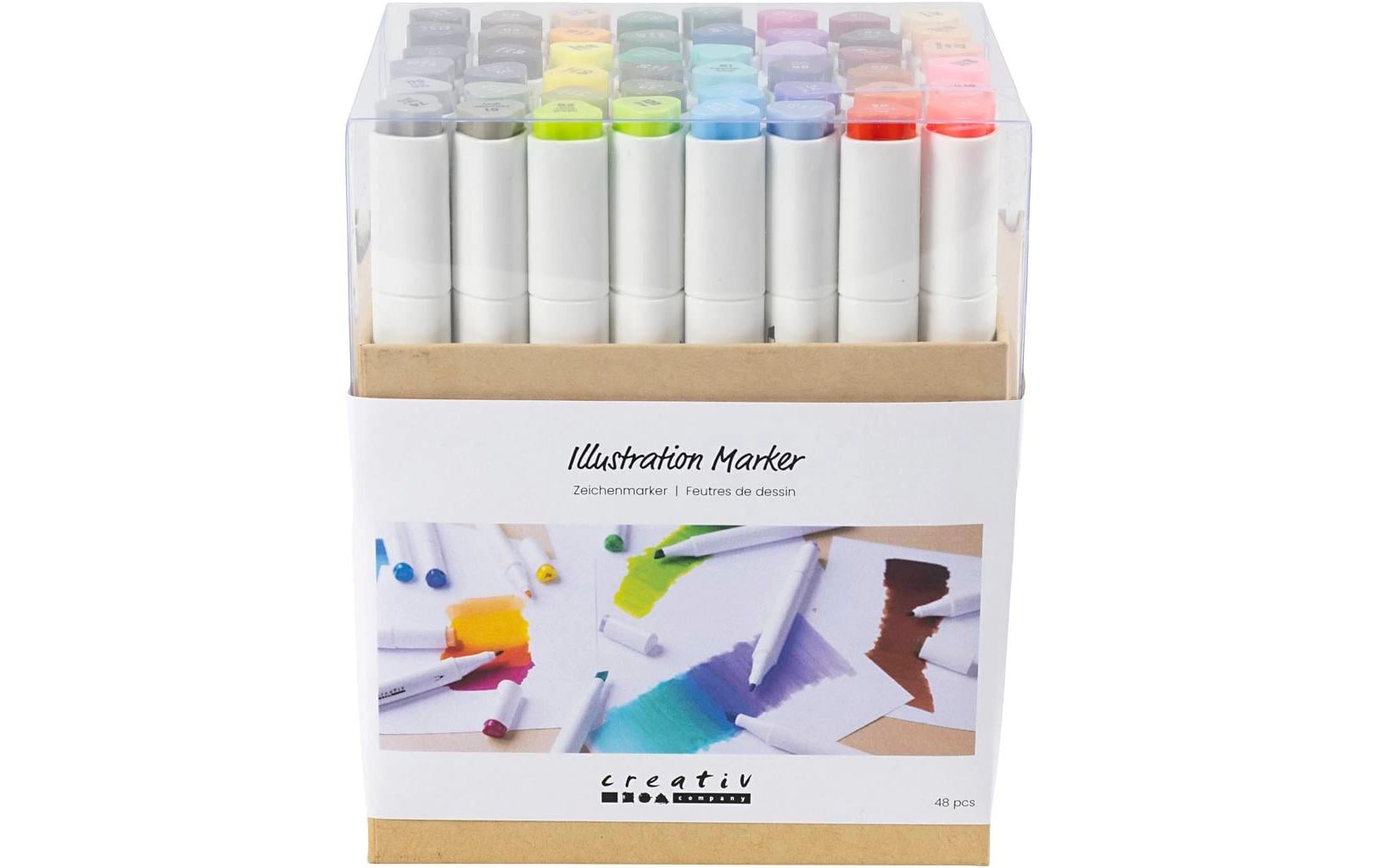Creativ Company Kalligraphiemarker 1+ 8 mm, 48 Stück, Standard-Farben