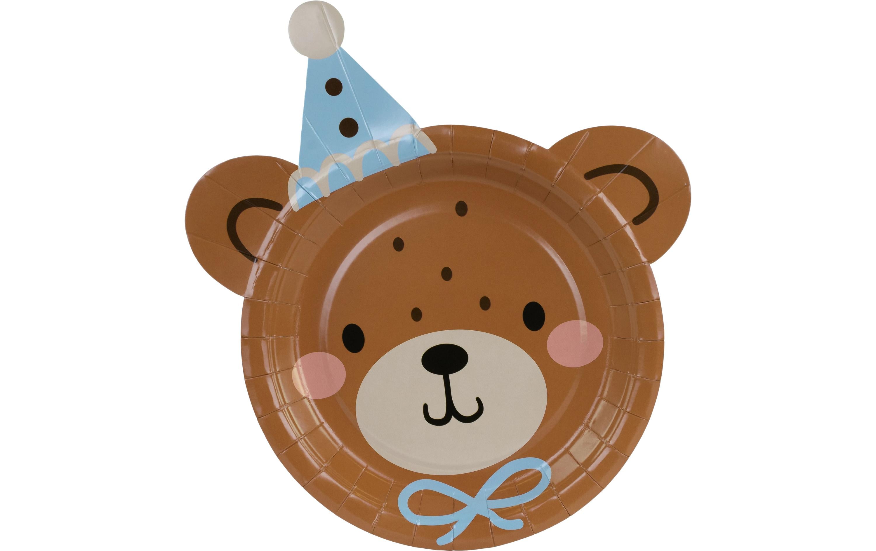 Partydeco Einwegteller Teddybär Kopf braun, 21 x 23 cm, 6 Stück