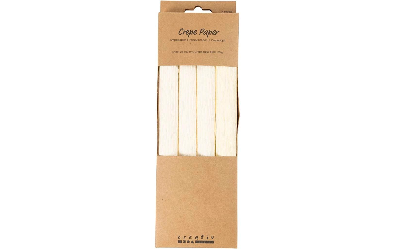 Creativ Company Krepppapier 4 Rollen 25 x 60 cm, Weiss