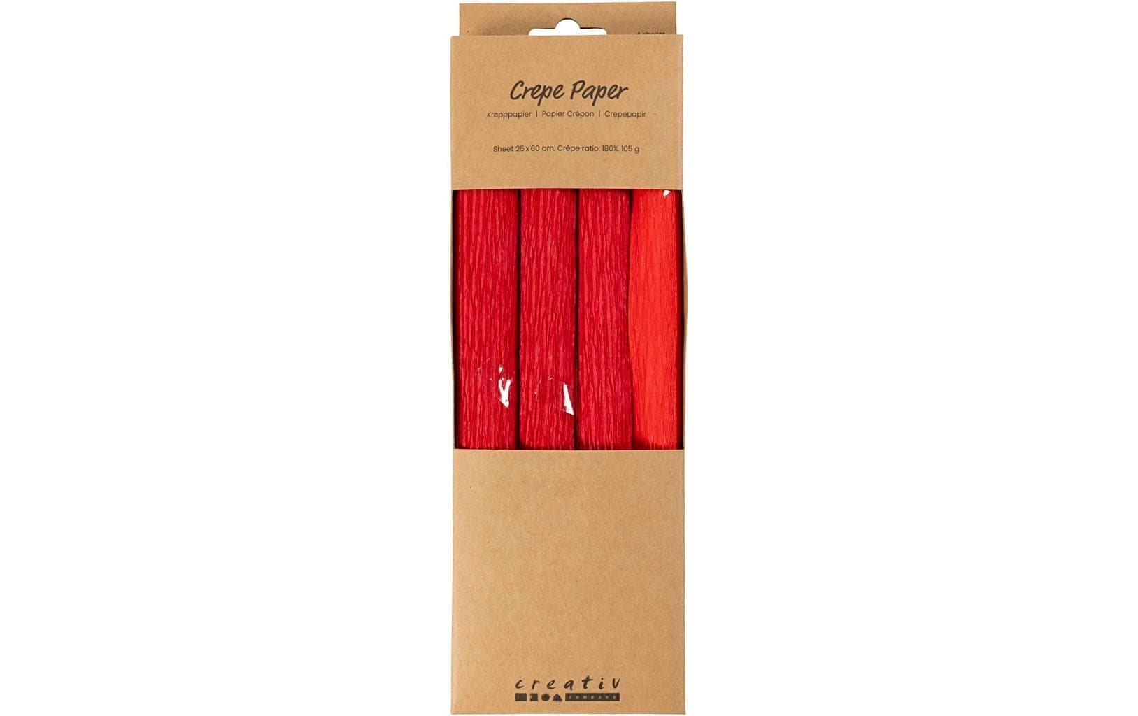 Creativ Company Krepppapier 4 Rollen 25 x 60 cm, Rot