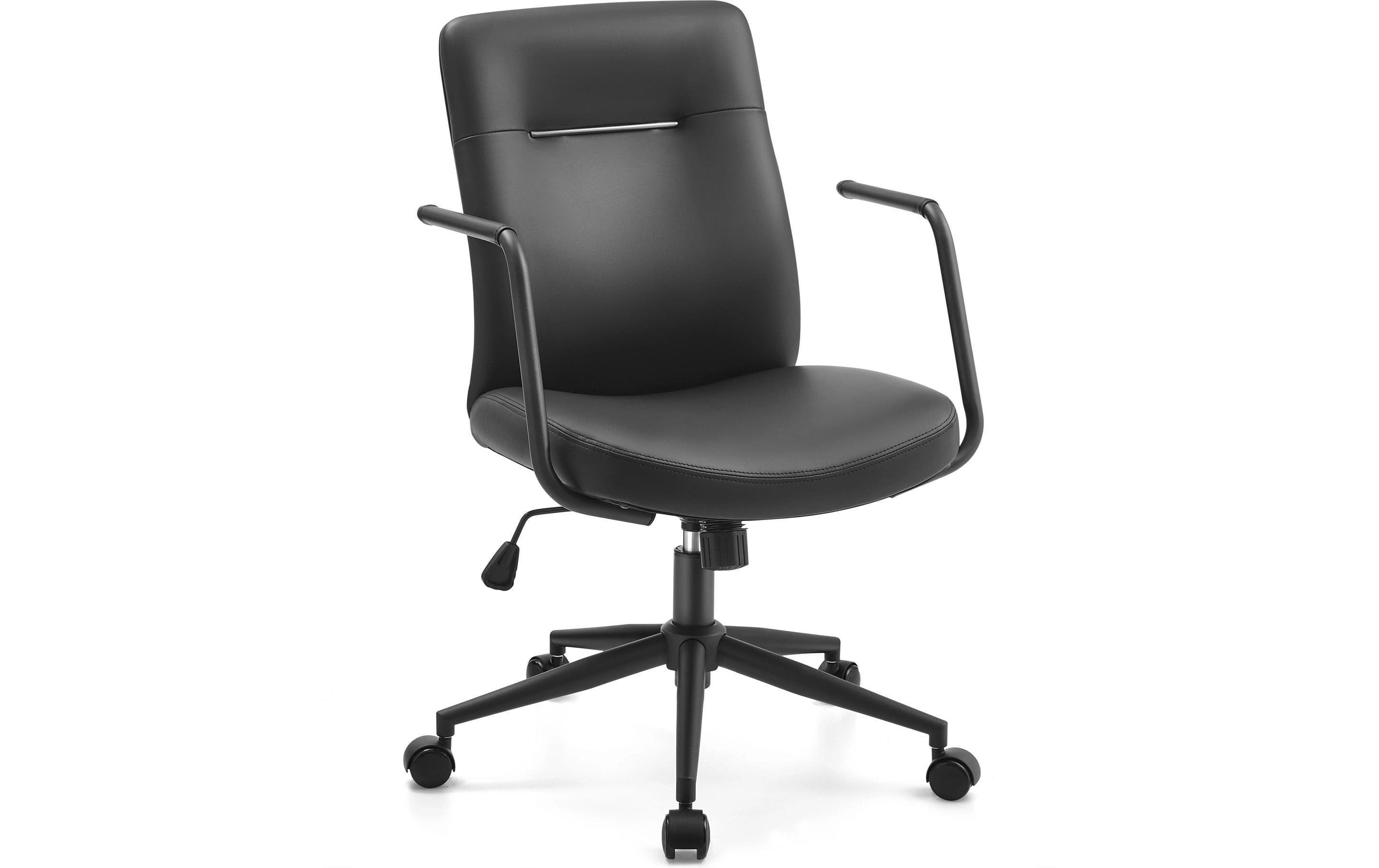 Songmics Bürostuhl mit Polsterrücken und Armlehnen, Schwarz
