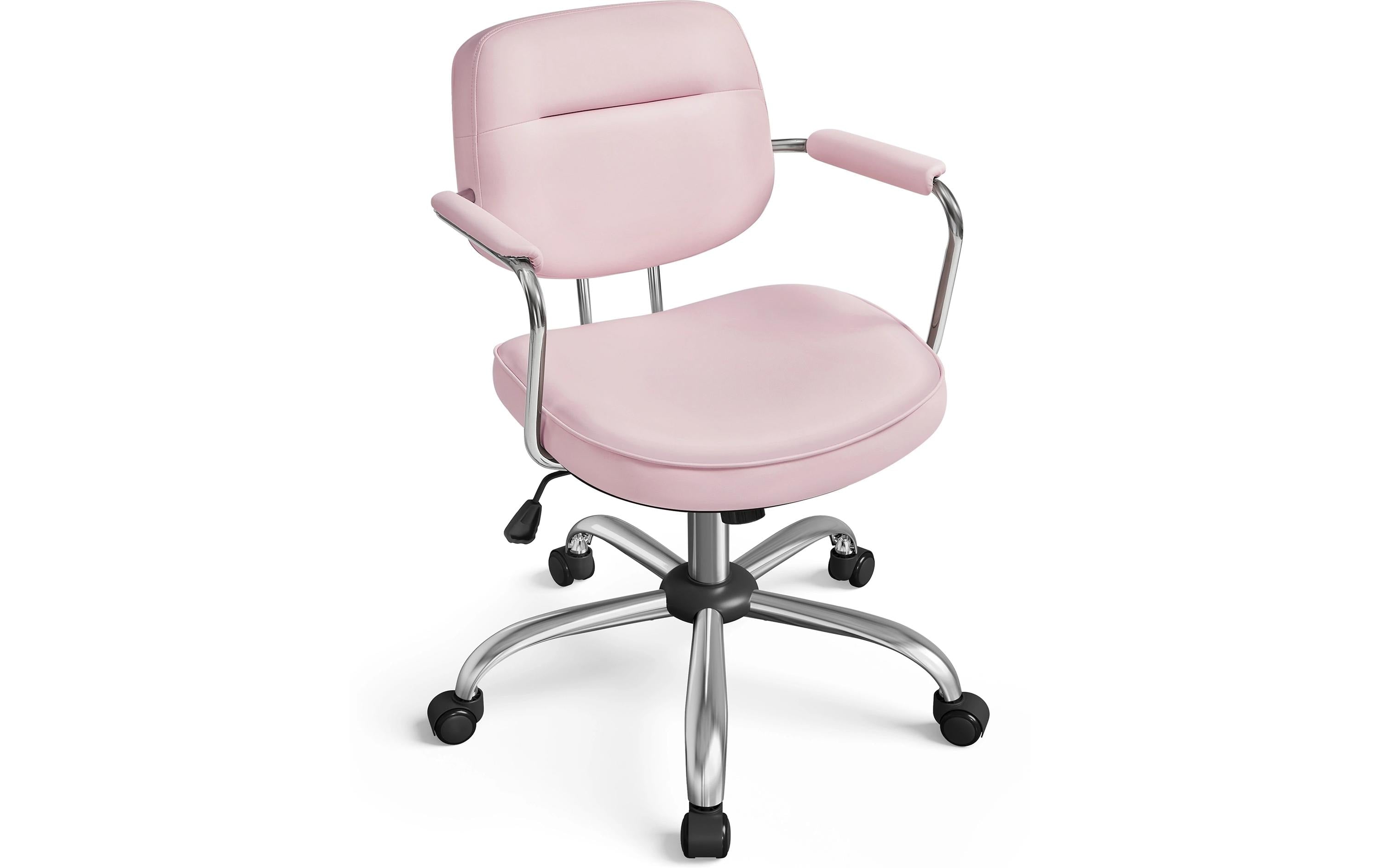 Songmics Bürostuhl mit Polsterrücken und Armlehnen, Rosa