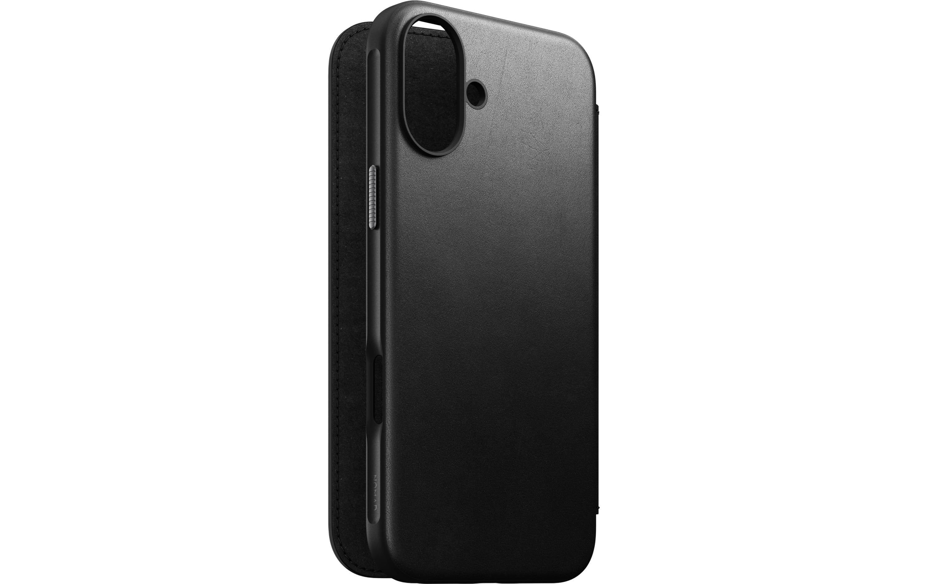 Nomad Book Cover Modern Leather iPhone 16 Plus Schwarz