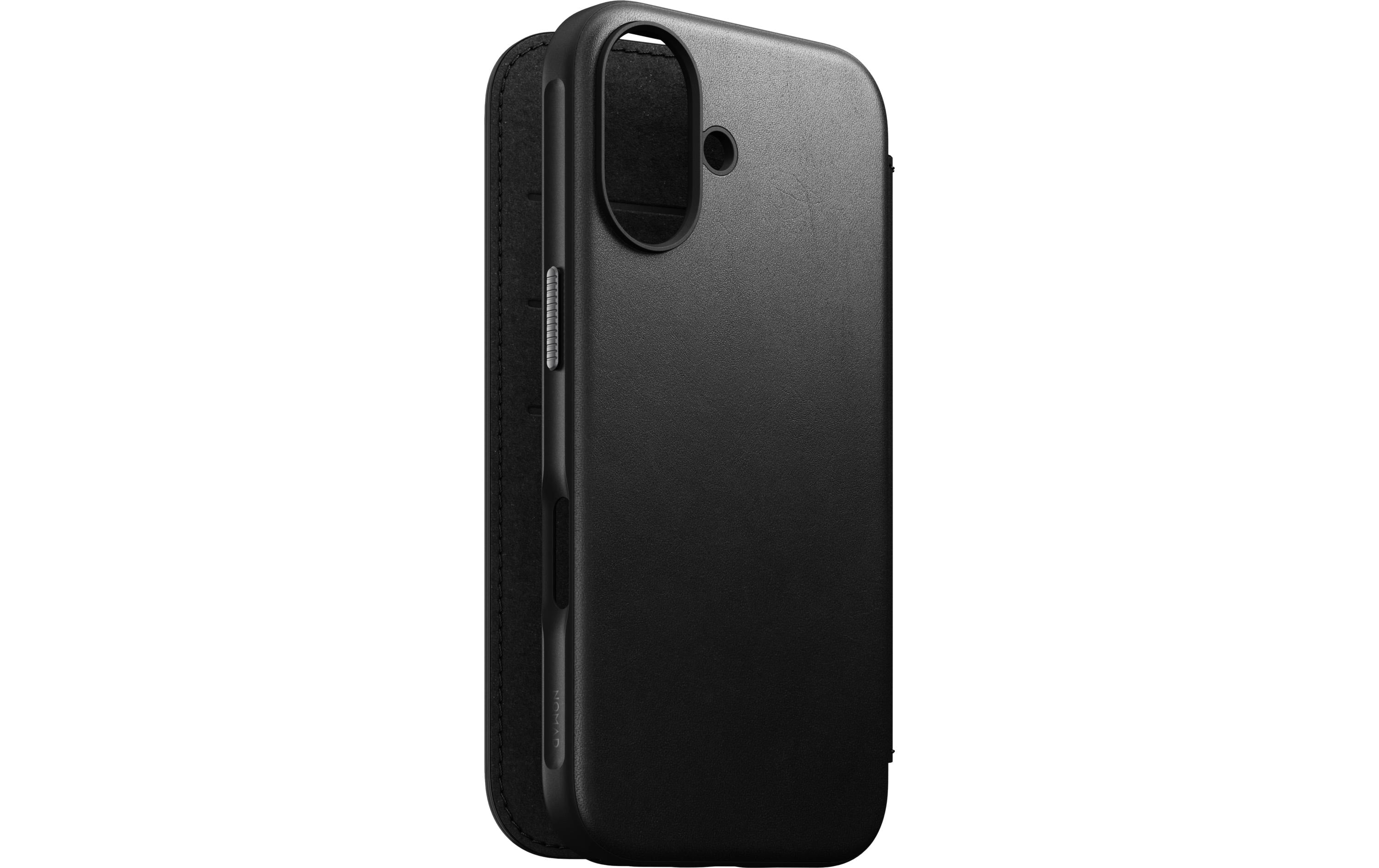 Nomad Book Cover Modern Leather iPhone 16 Schwarz