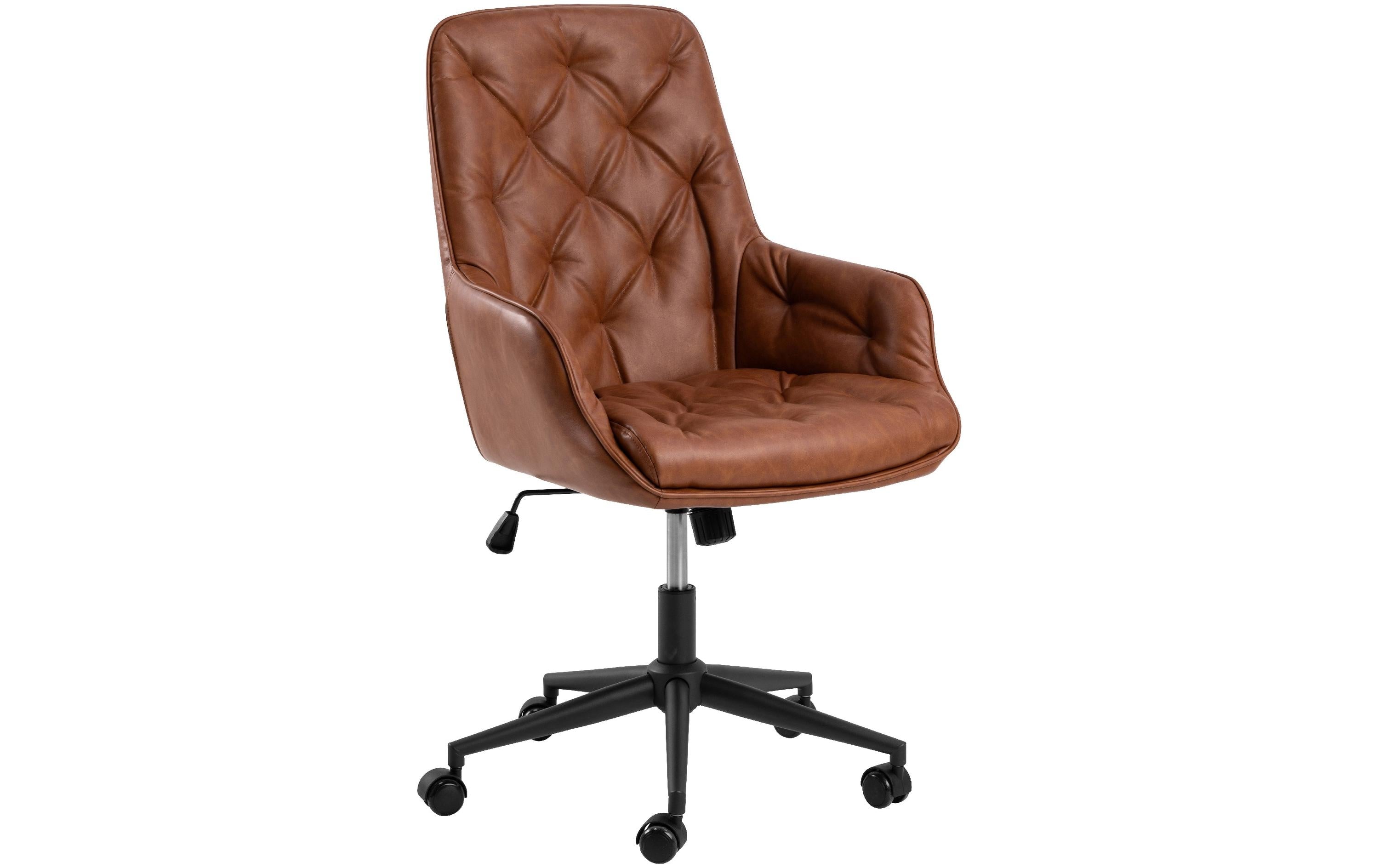 AC Design Bürostuhl Erik, mit Polsterrücken und Armlehnen, Cognac