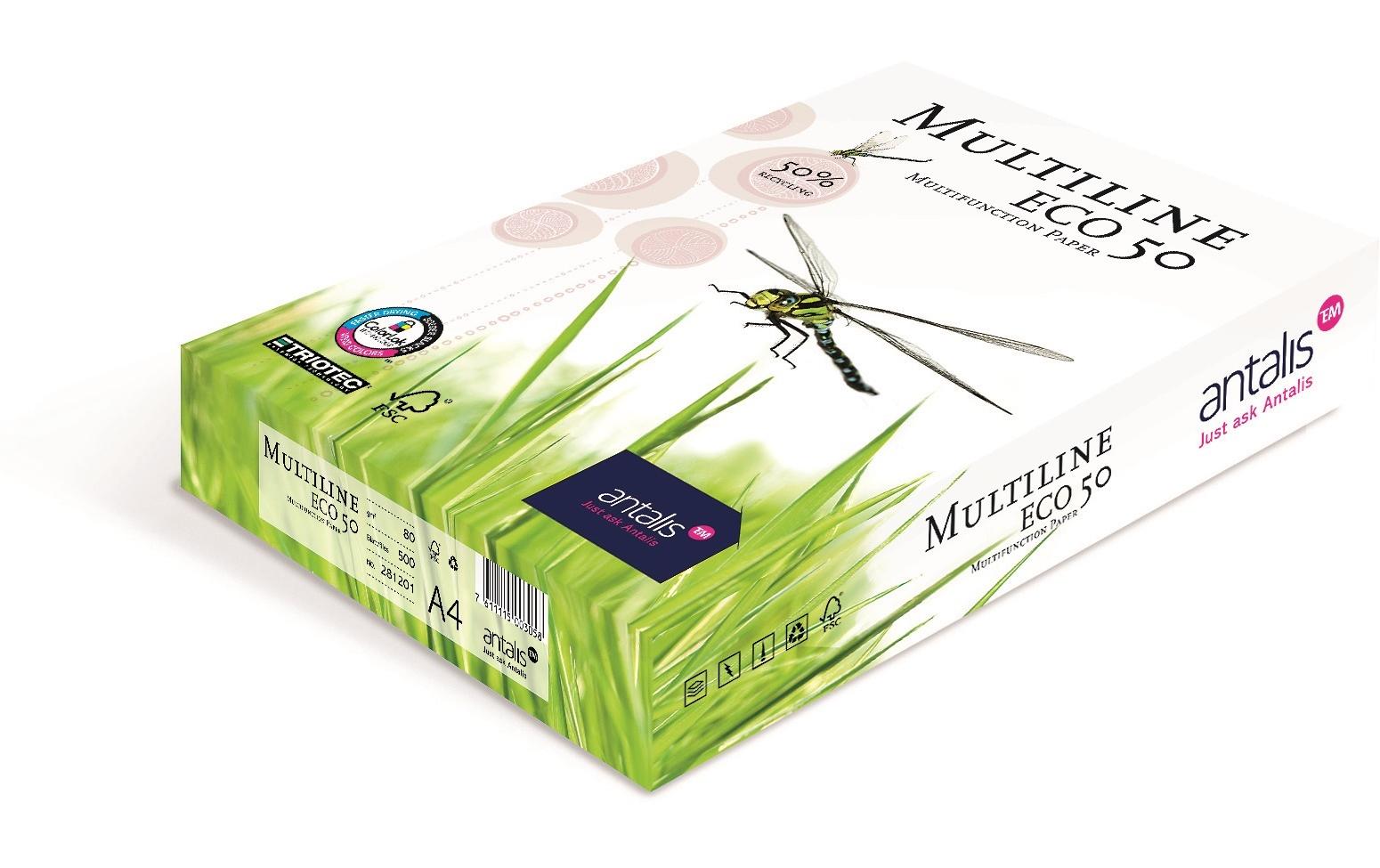 Antalis Kopierpapier Multiline Eco 50 A4, Weiss, 80 g/m²,2500 Blatt