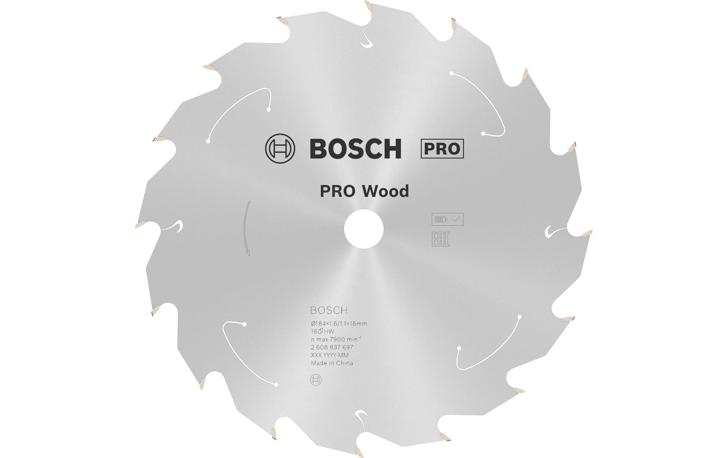 Bosch Professional Sägeblatt 184 x 1.6 x 16 mm, T16, 1 Stück