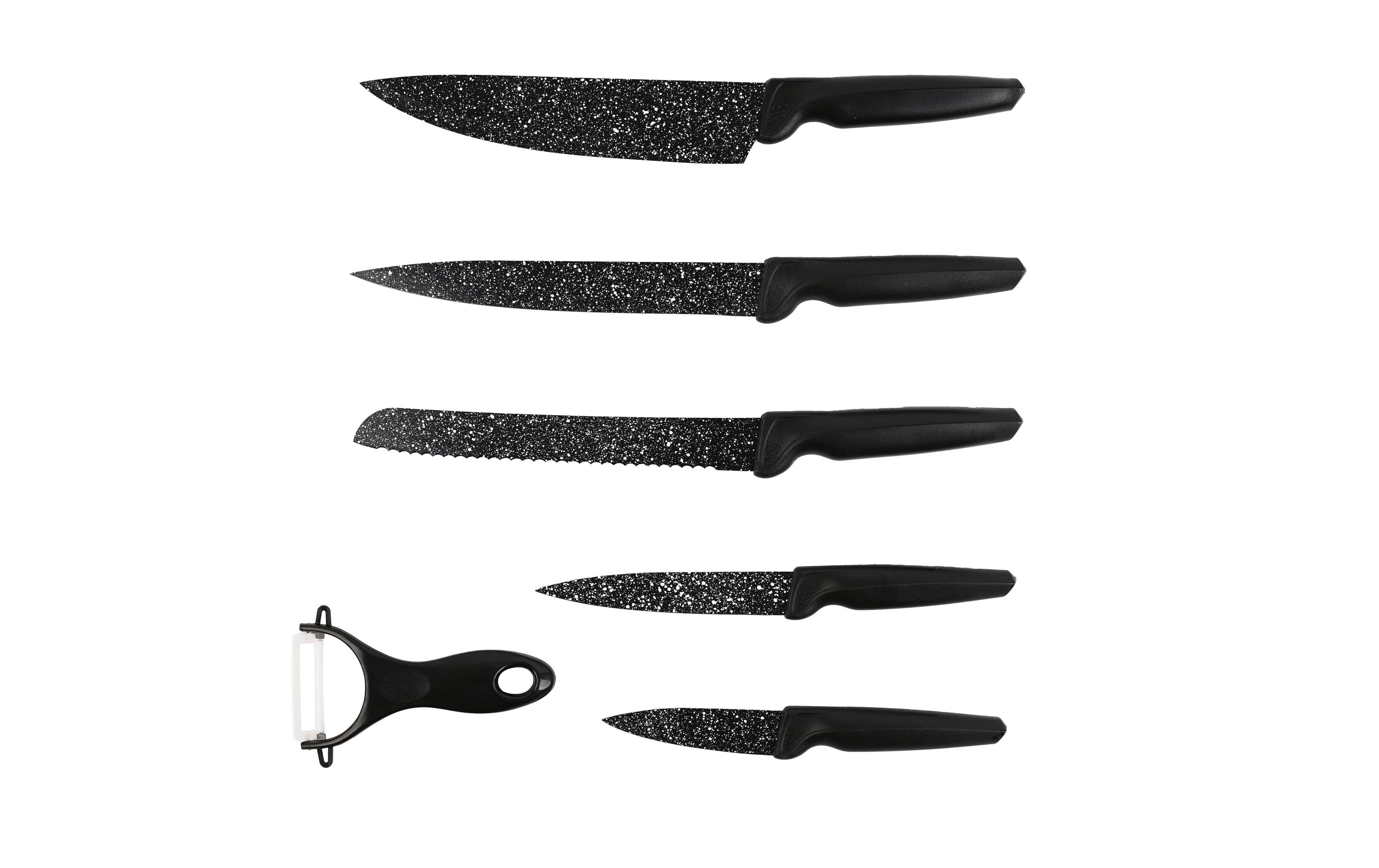GOURMETmaxx Messerset mit Sparschäler 6-teilig, Schwarz
