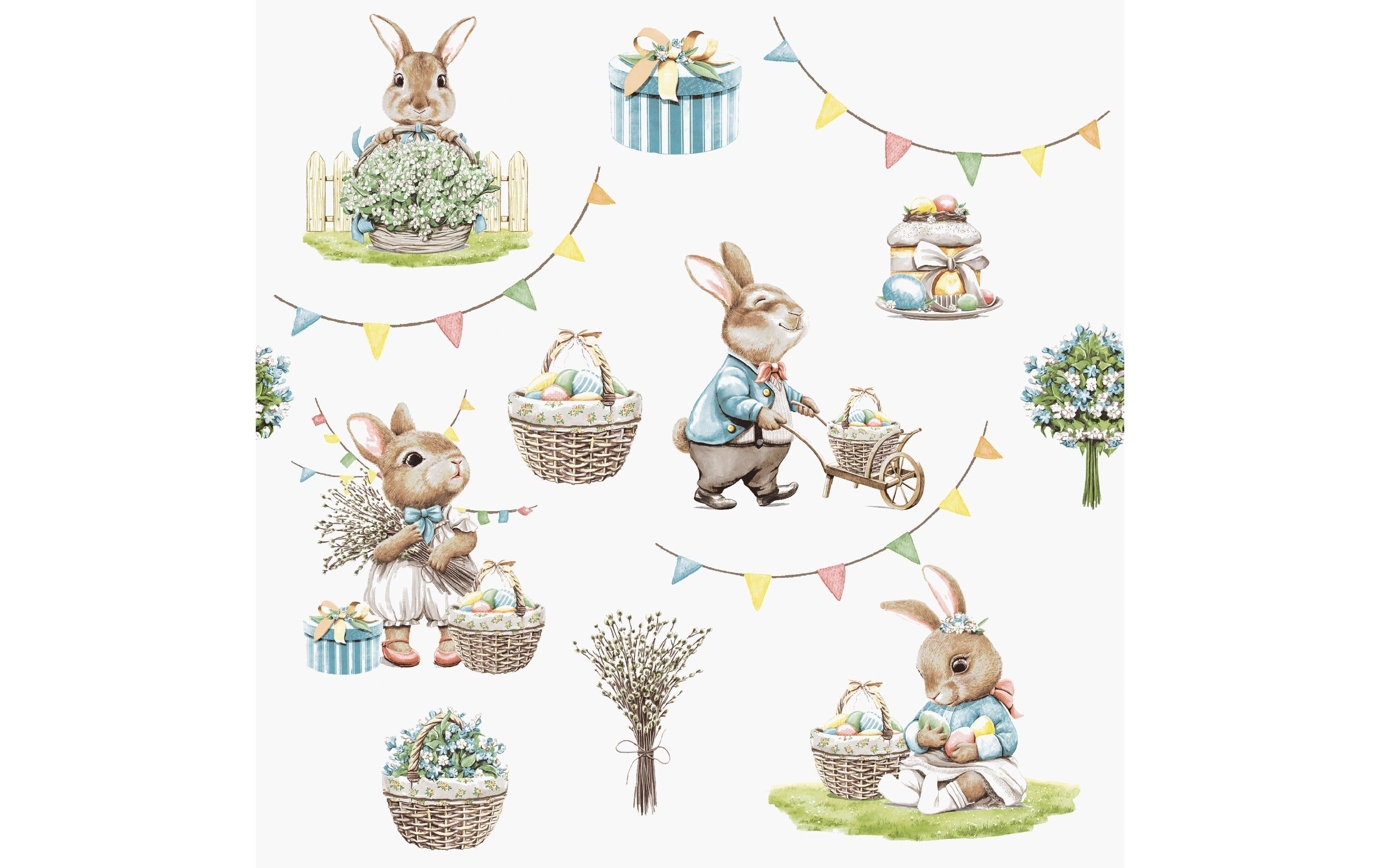 Paper + Design Papierservietten Bunny joy 33 cm x 33 cm, 20 Stück