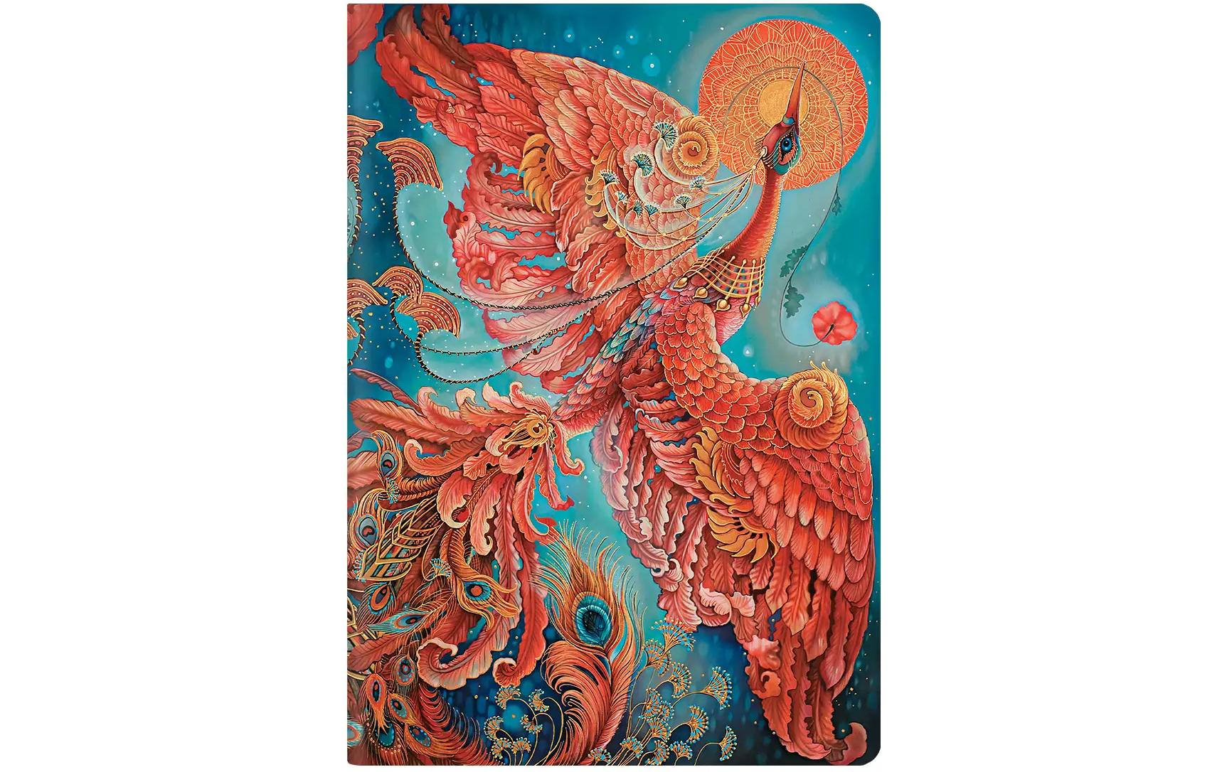 Paperblanks Notizheft Glücksvögel A6, liniert, Blau / Rot