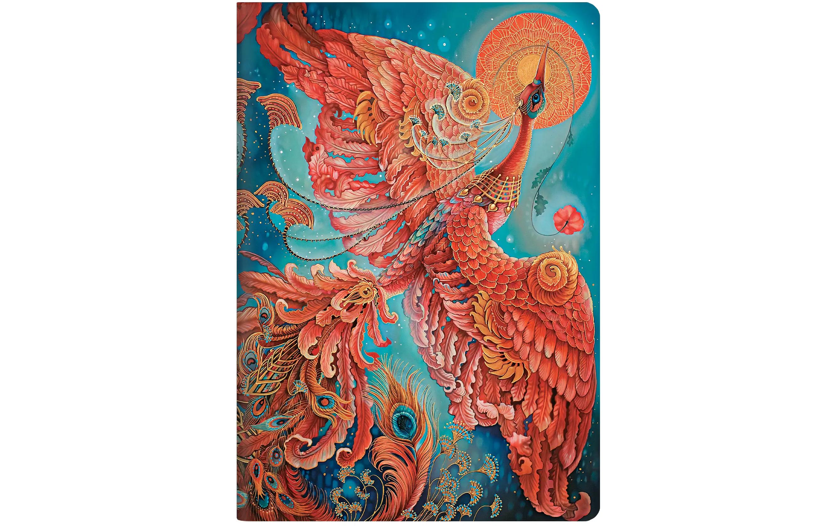 Paperblanks Notizheft Glücksvögel A4, liniert, Blau / Rot