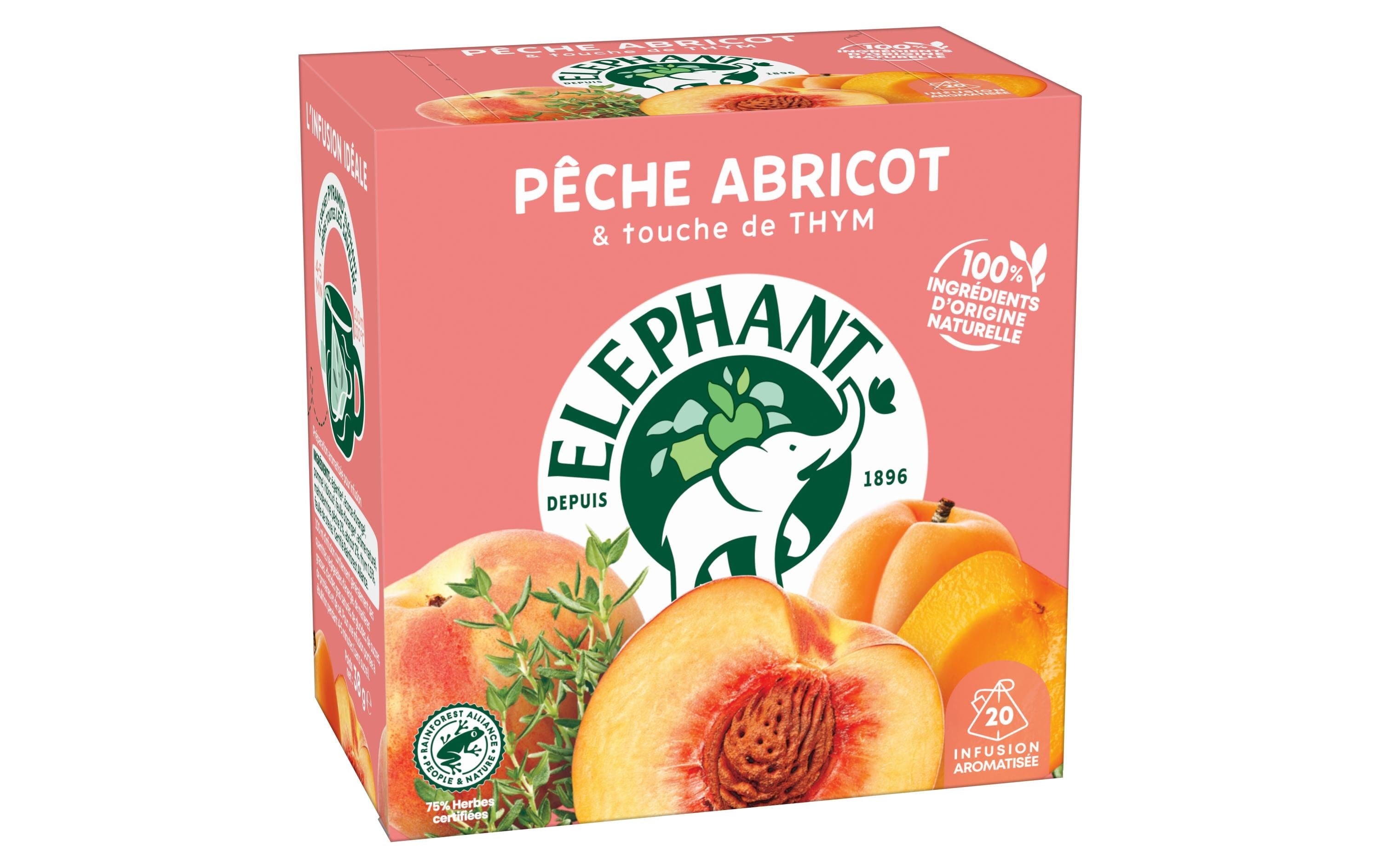 Eléphant Teebeutel Infusion Péche Abricot 20 Stück