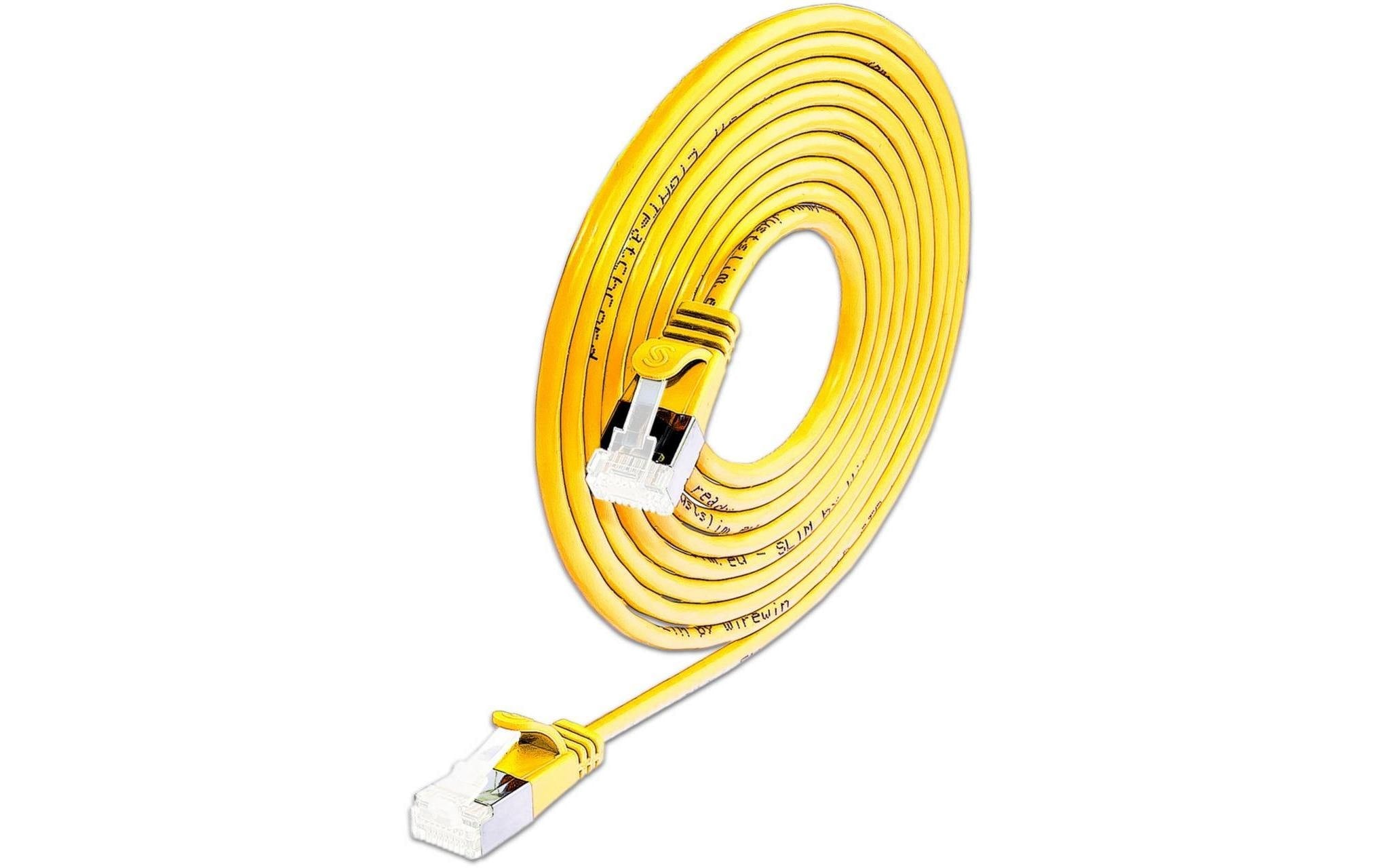 SLIM Slimpatchkabel RJ-45, Cat 6A, U/FTP, 0.15 m, Gelb,50-Pack