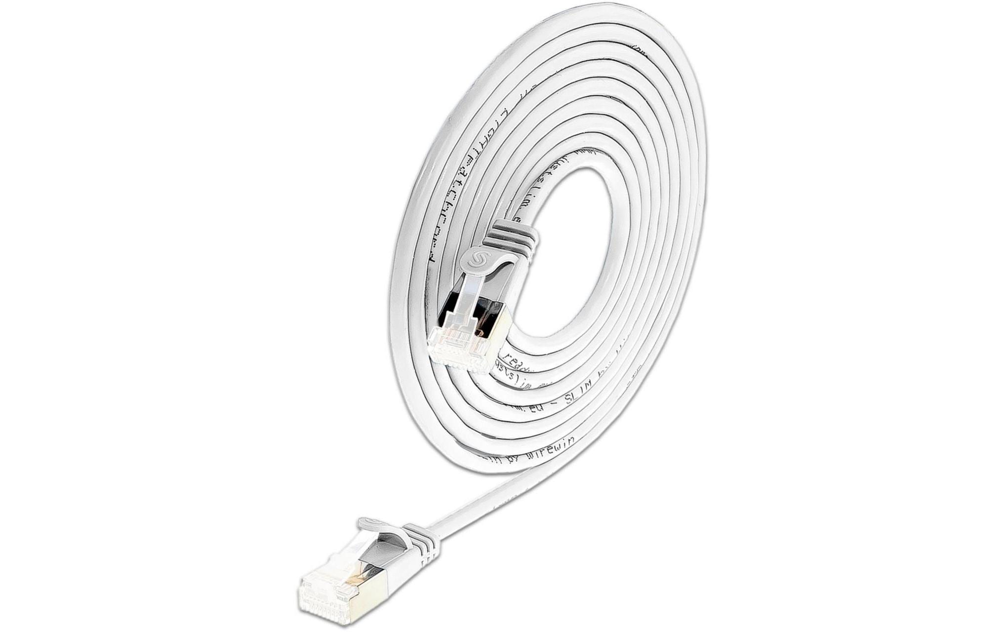 SLIM Slimpatchkabel RJ-45, Cat 6A, U/FTP, 0.15 m, Weiss,50-Pack