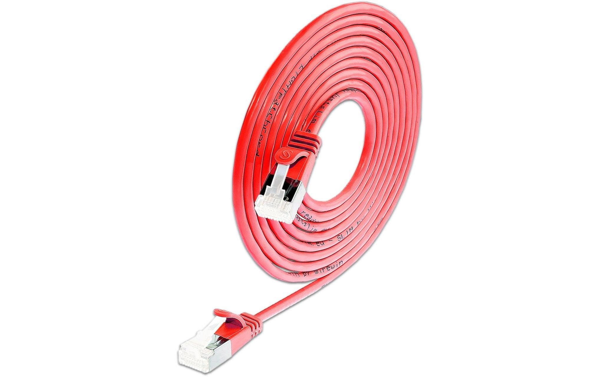 SLIM Slimpatchkabel RJ-45, Cat 6A, U/FTP, 0.15 m, Rot,50-Pack