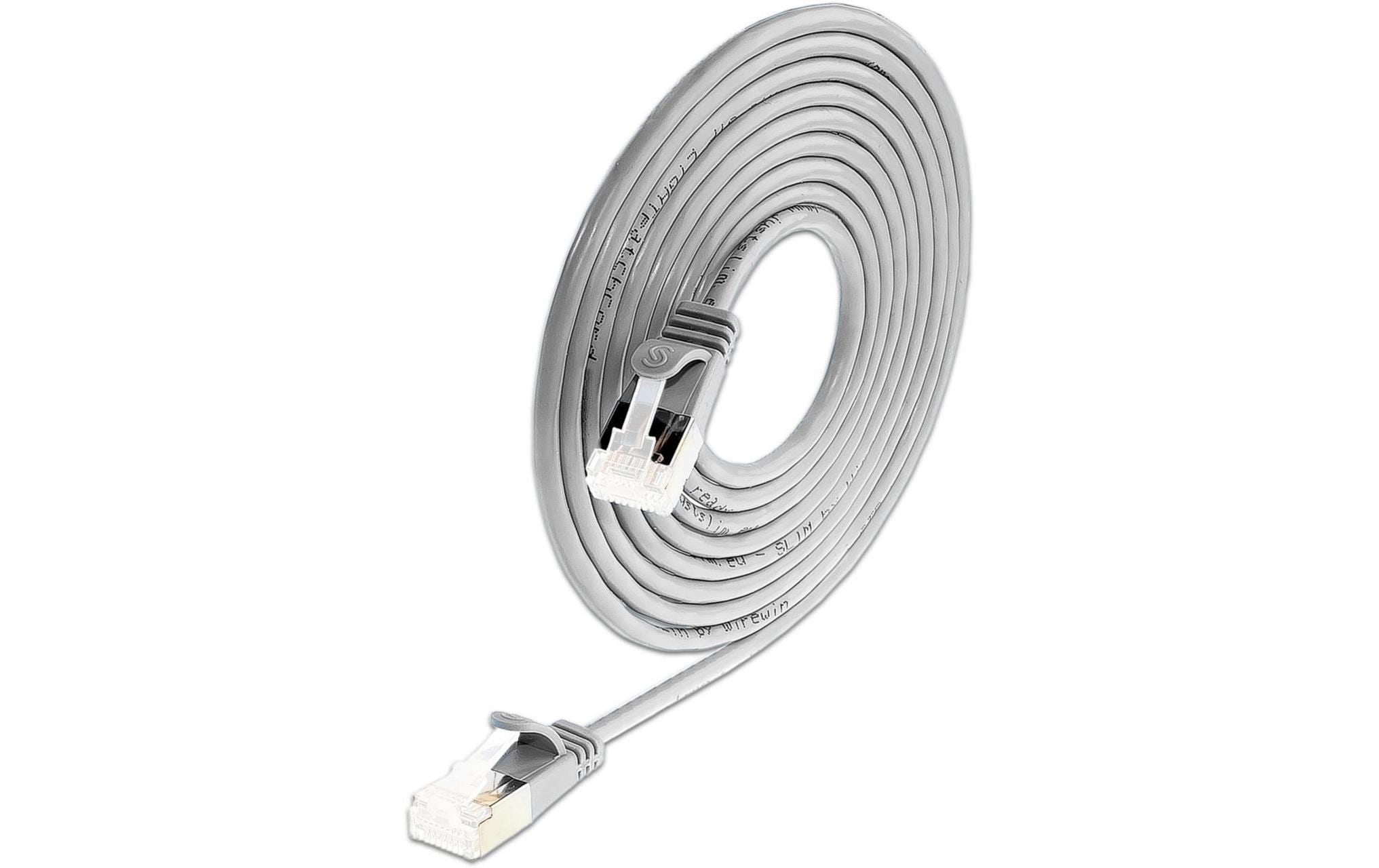 SLIM Slimpatchkabel RJ-45, Cat 6A, U/FTP, 0.15 m, Grau,50-Pack