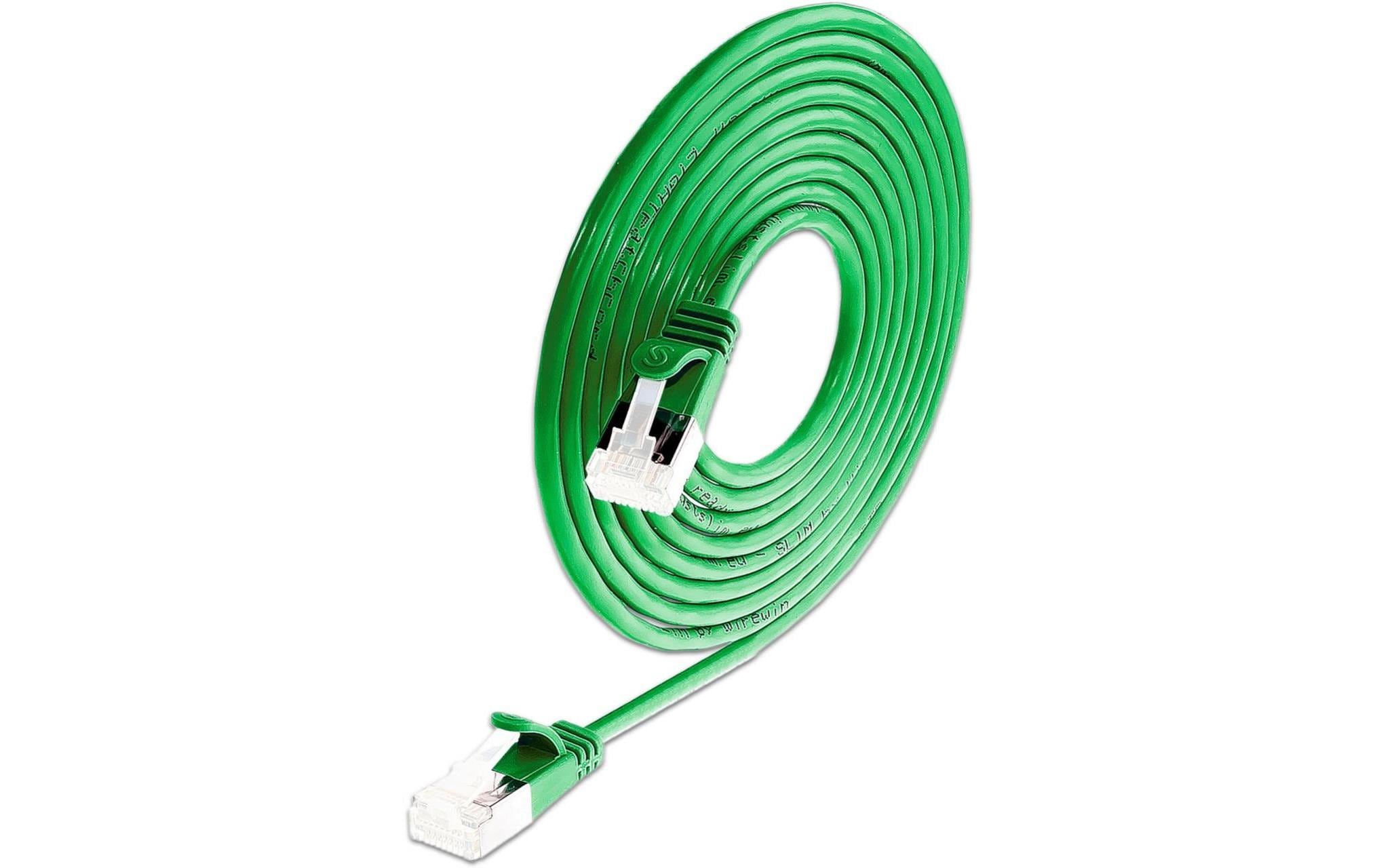 SLIM Slimpatchkabel RJ-45, Cat 6A, U/FTP, 0.15 m, Grün,50-Pack