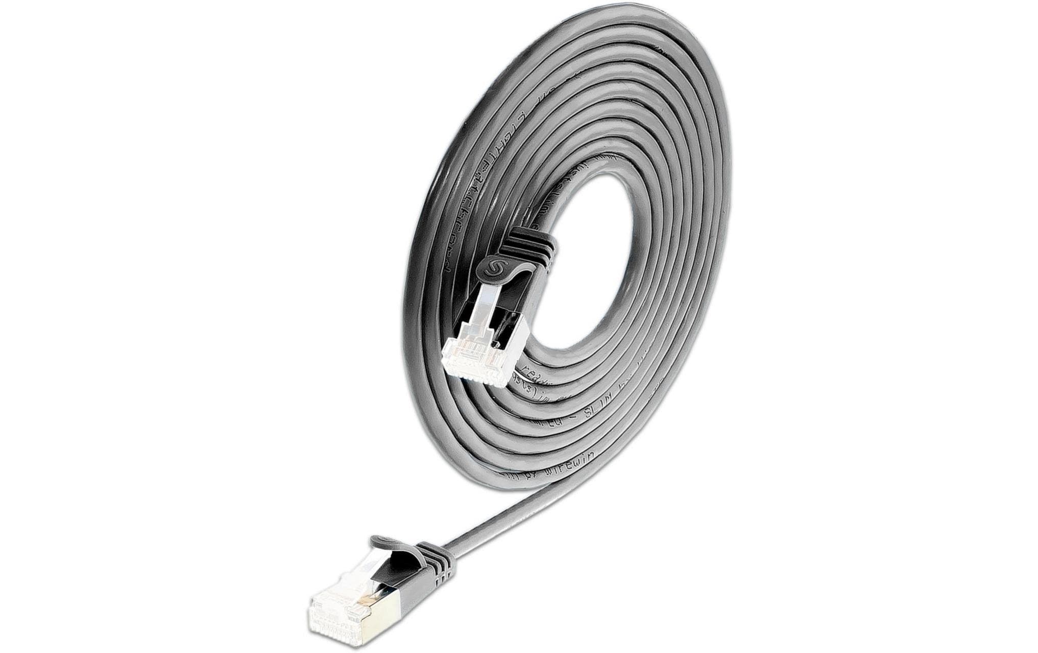 SLIM Slimpatchkabel RJ-45, Cat 6A, U/FTP, 0.15 m, Schwarz,50-Pack